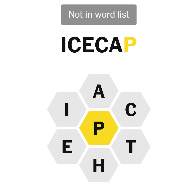 ICECAP is not in the Spelling Bee wordlist