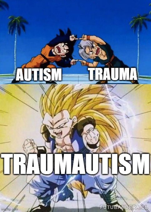 Goten and Trunks merge meme: 

Gotan: Autism 
Trunks: Trauma
Joined: Traumautism