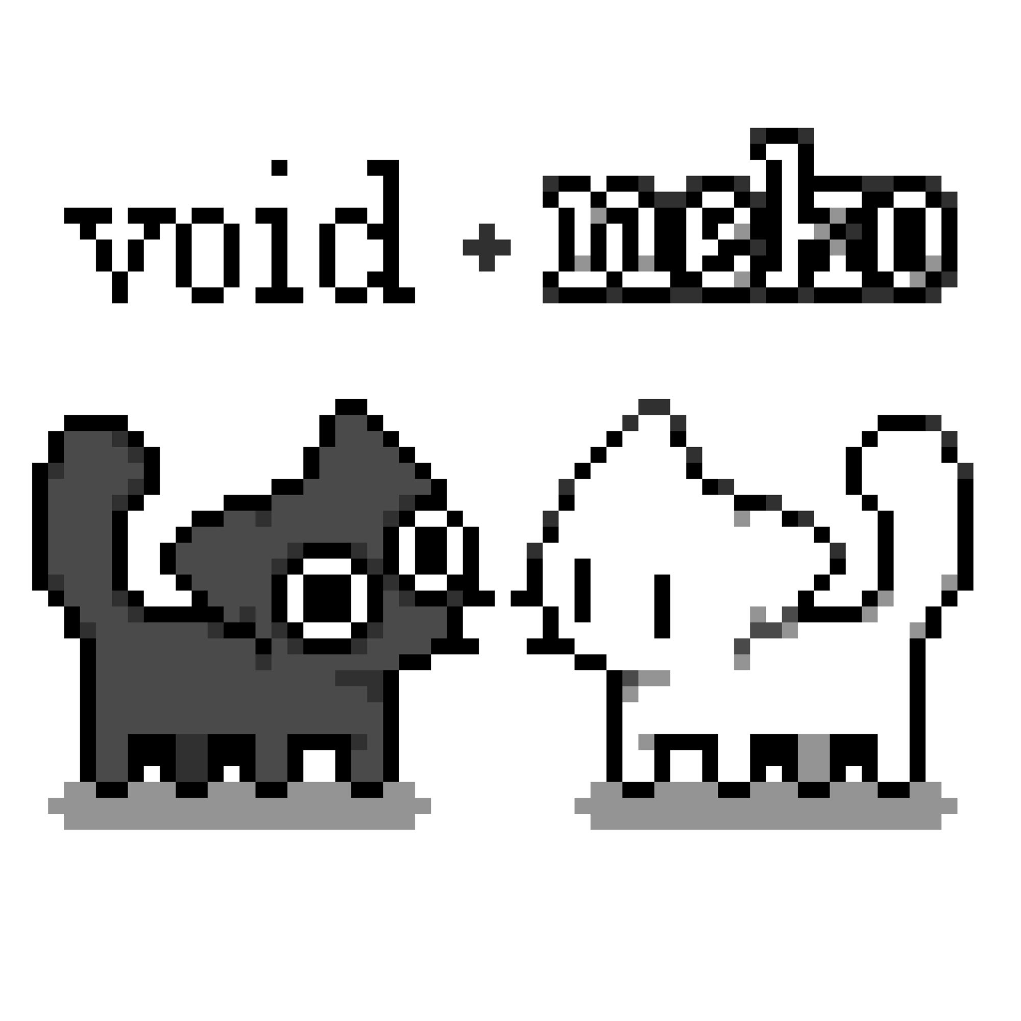 my sons voidblob the anxious black cat and nekoblob the silly white cat