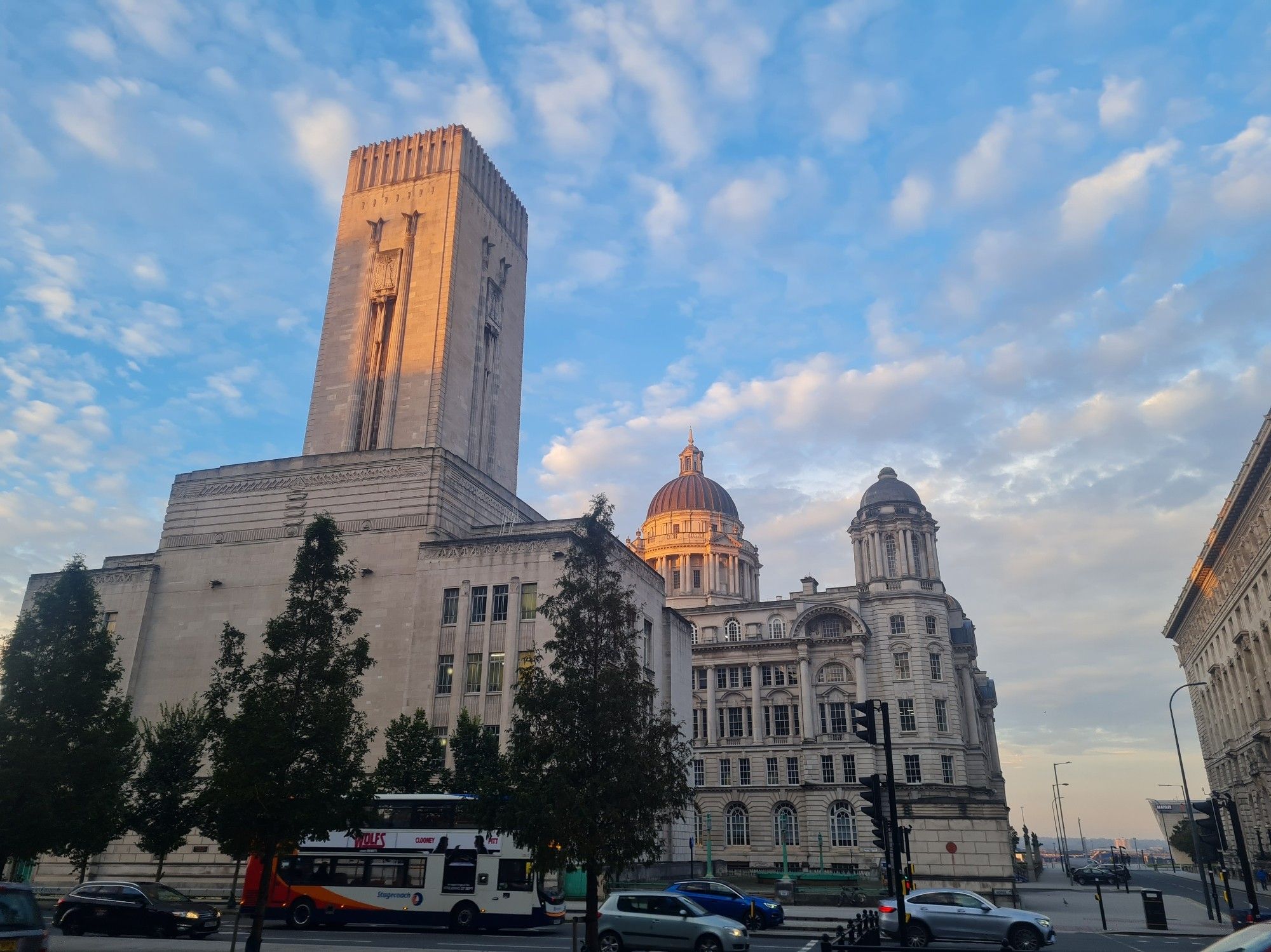 Liverpool City centre in the morning along the docks