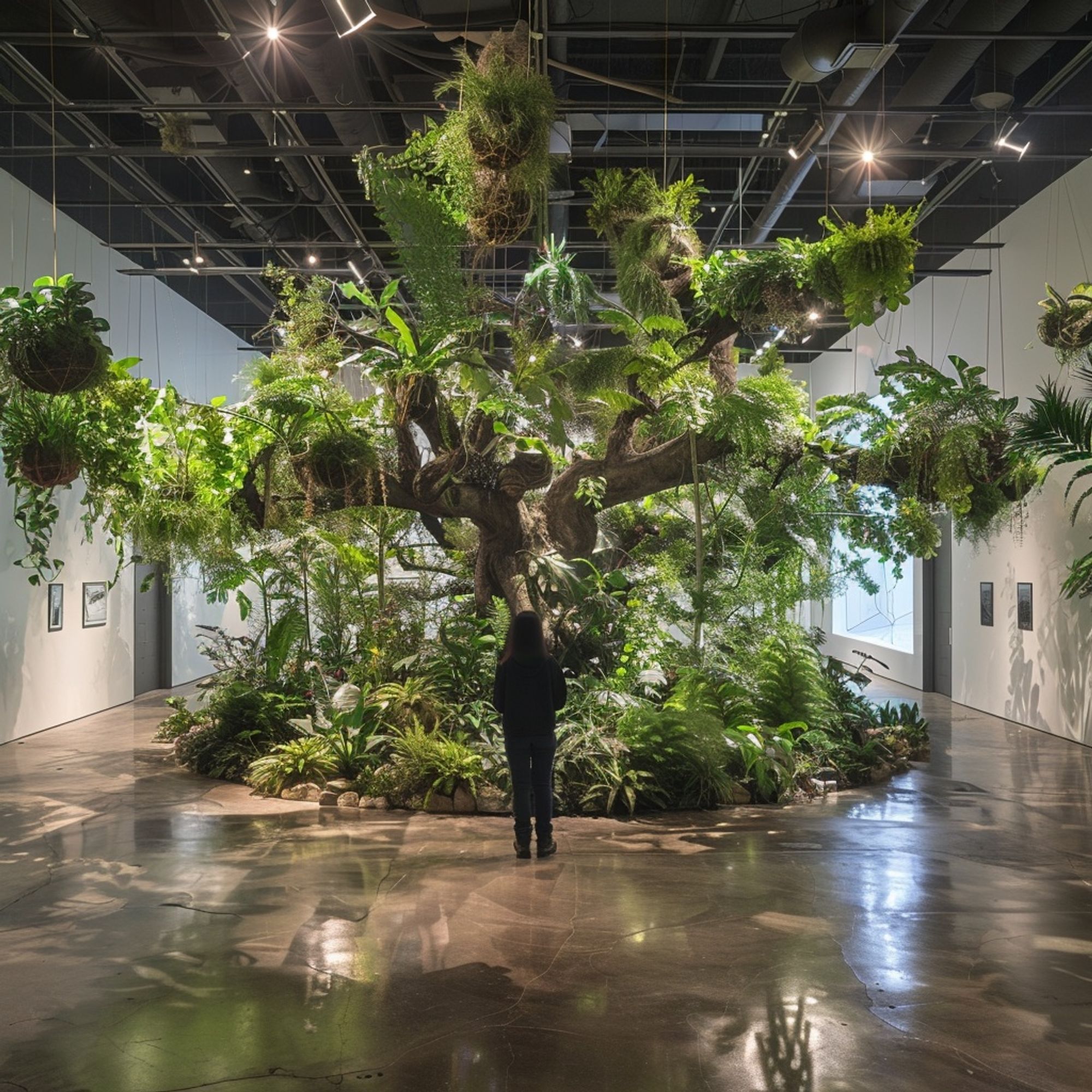 A museum gallery has been transformed to showcase a lush, growing installation that adjusts to different climate conditions.