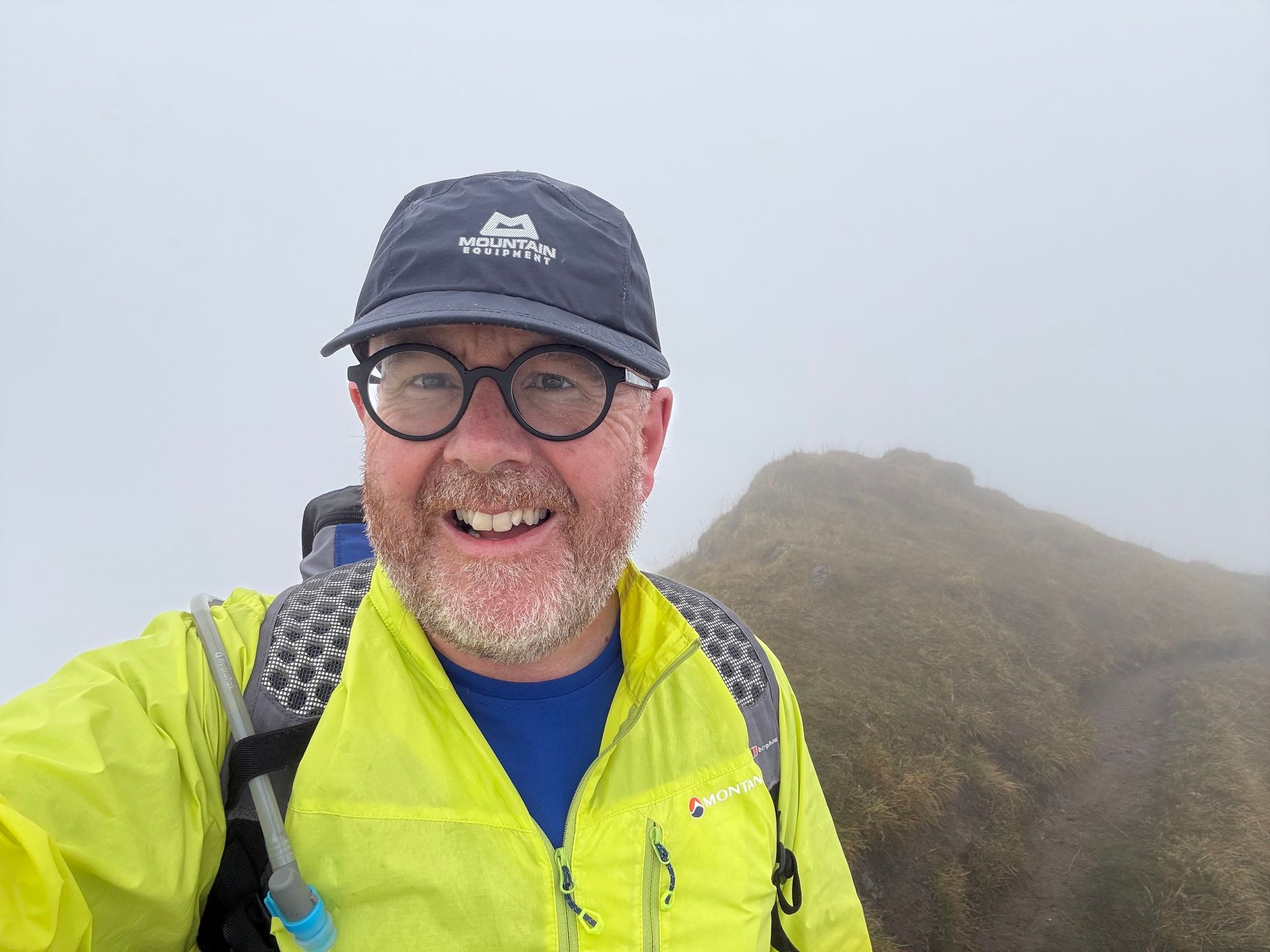 The author on top of Ciste Dubh in thick cloud 