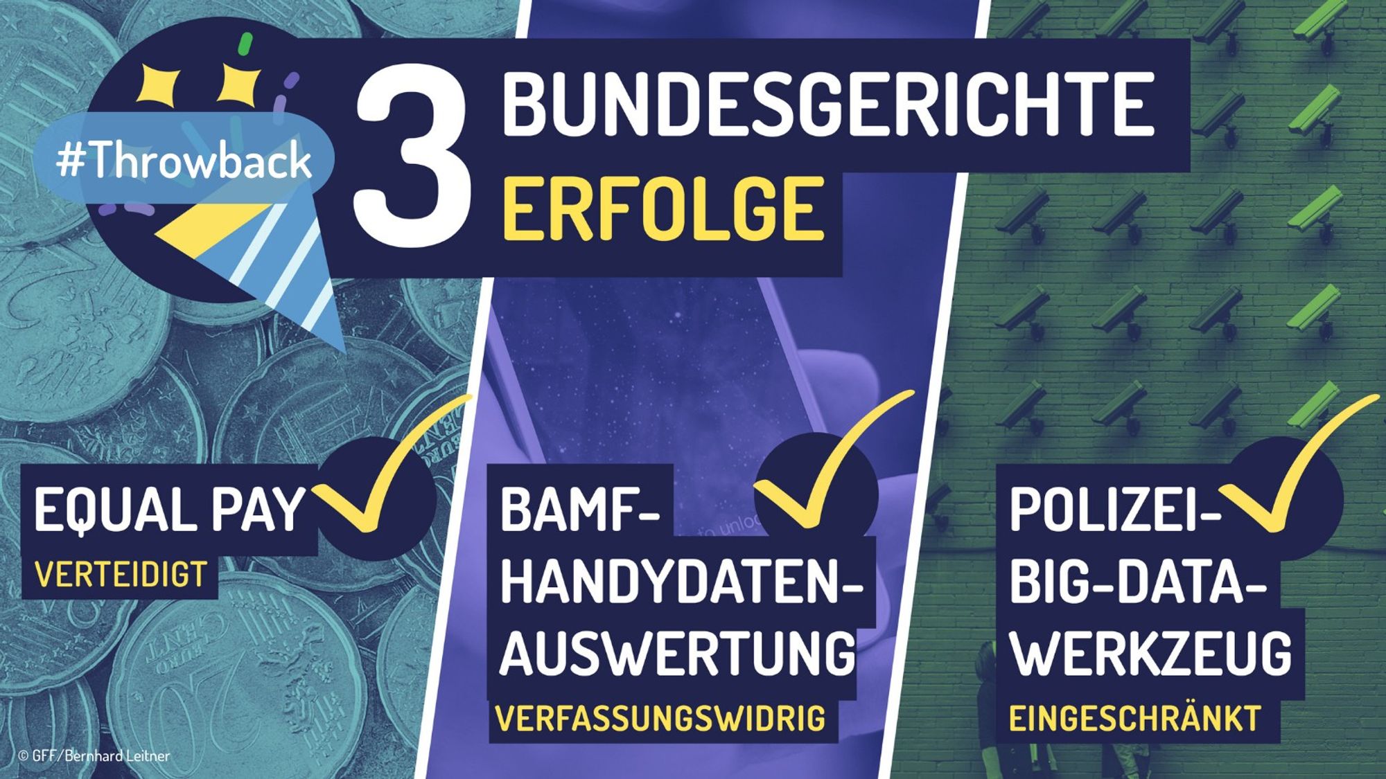 #Throwback - 3 Bundesgerichte, 3 Erfolge: Equal Pay verteidigt, BAMF-Handydatenauswertung verfassungswidrig, Polizei-Big-Data-Werkzeug eingeschränkt