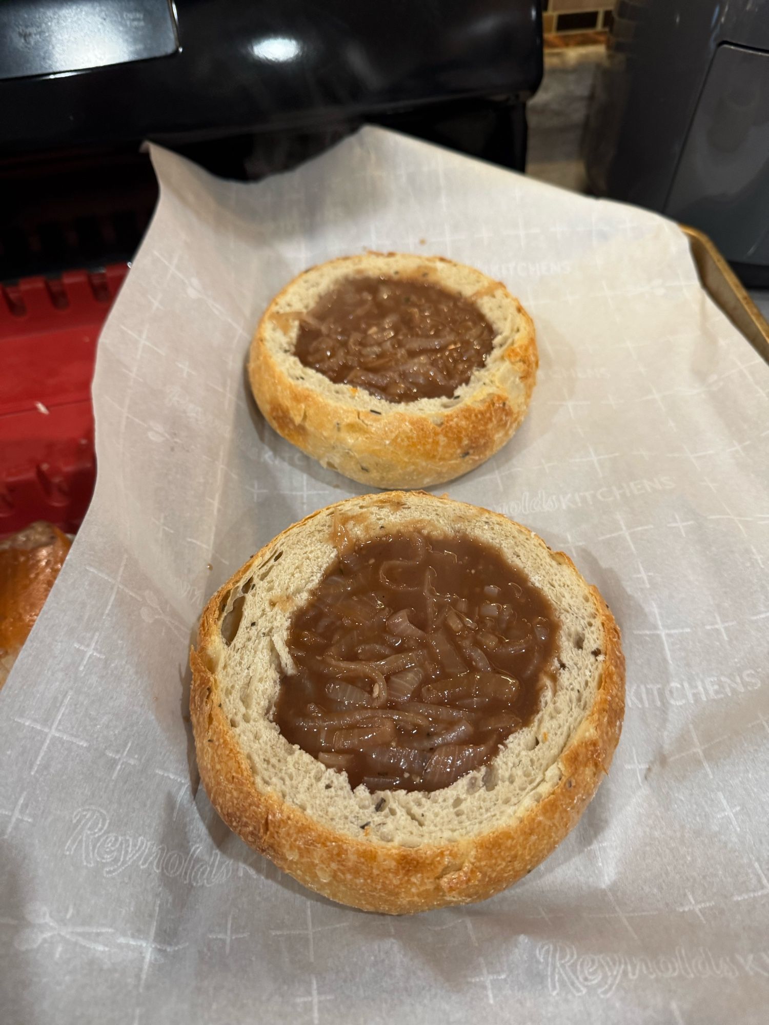 French onion soup bread bowls