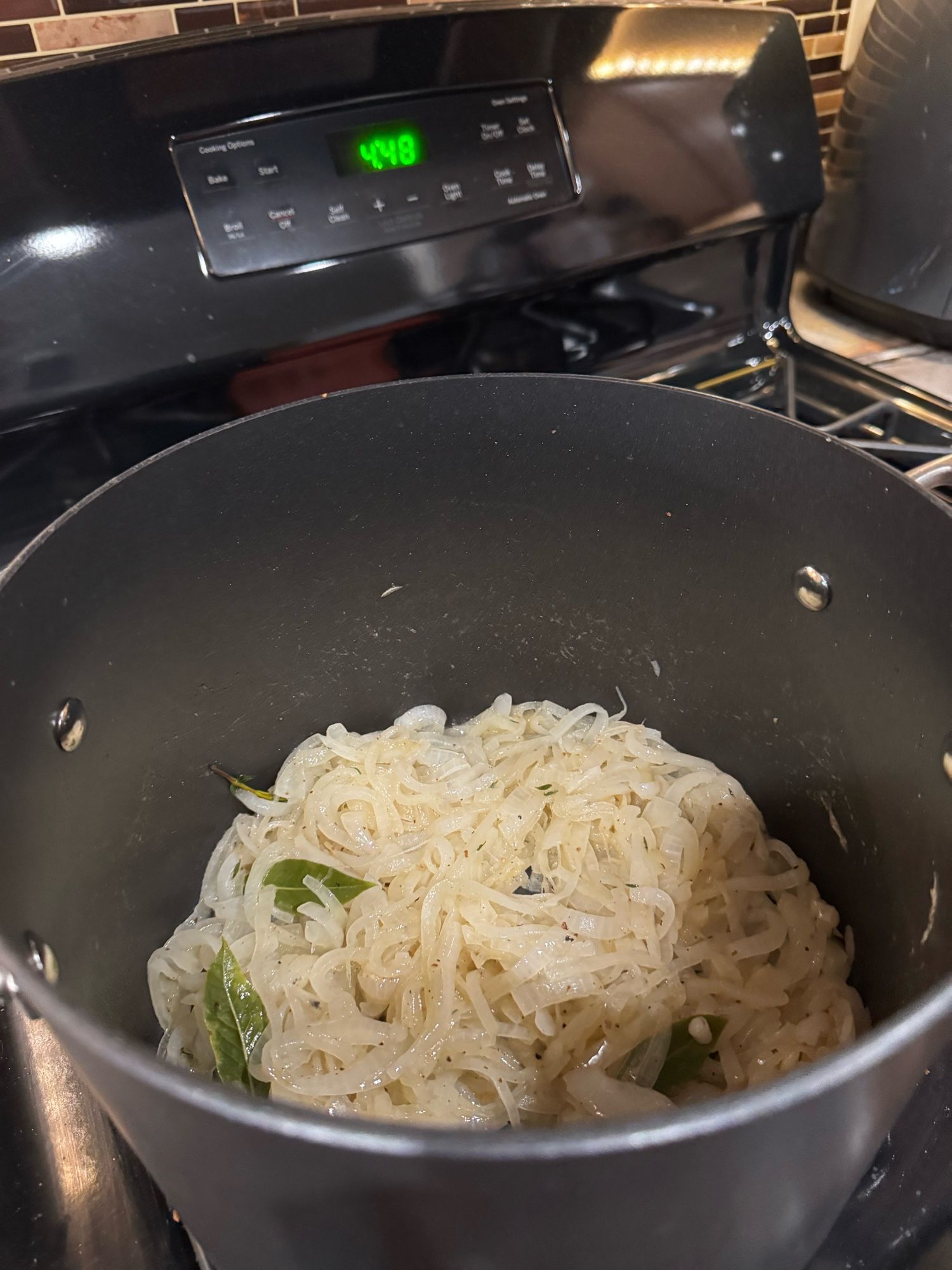 Onions sweating in a pot