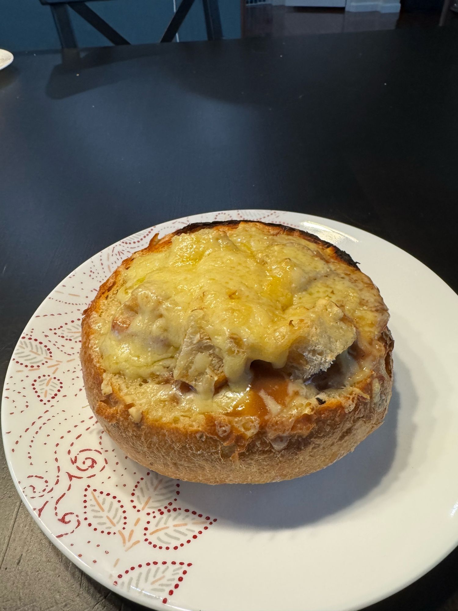 Completed product with melted Gruyère cheese on top