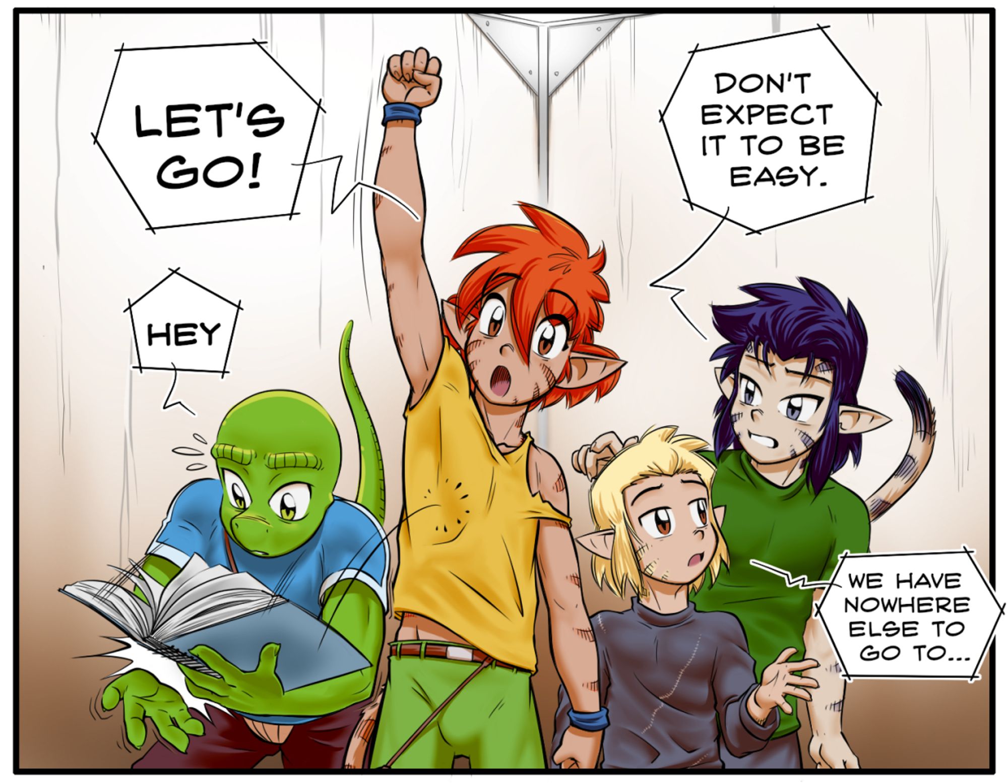 Preview from my webcomic Katran.
the whole gang is ready to leave that godforsaken jail complex.