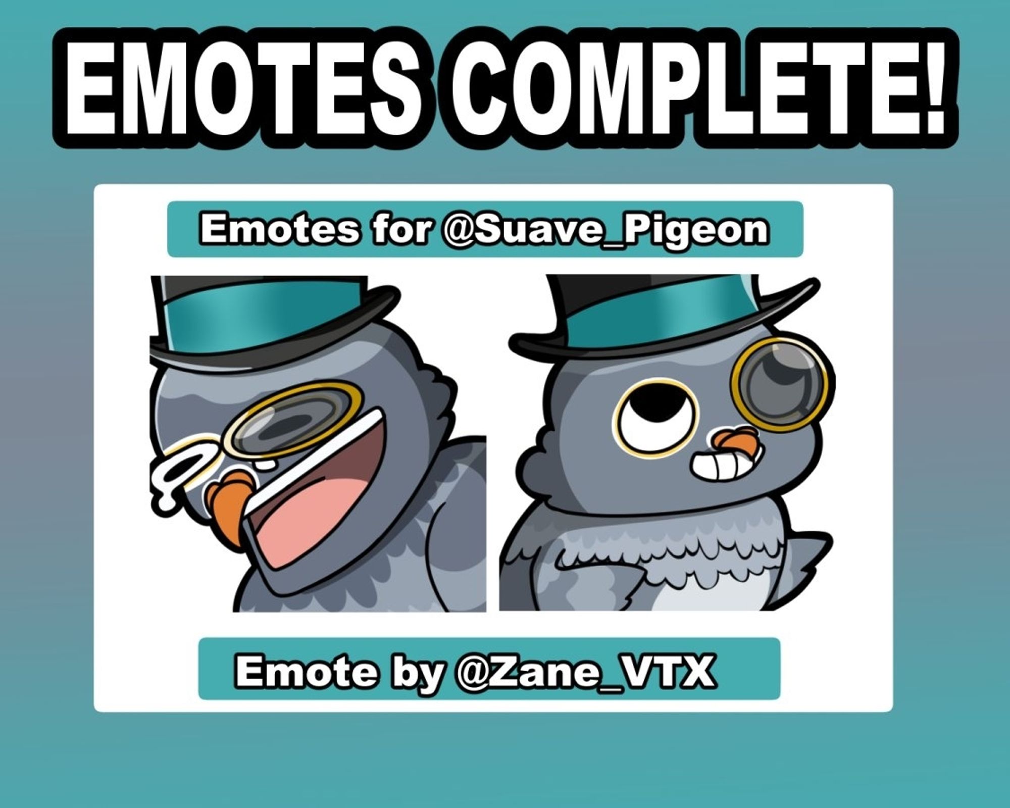 Wheeze and excited emotes made for vtuber Suave Pigeon