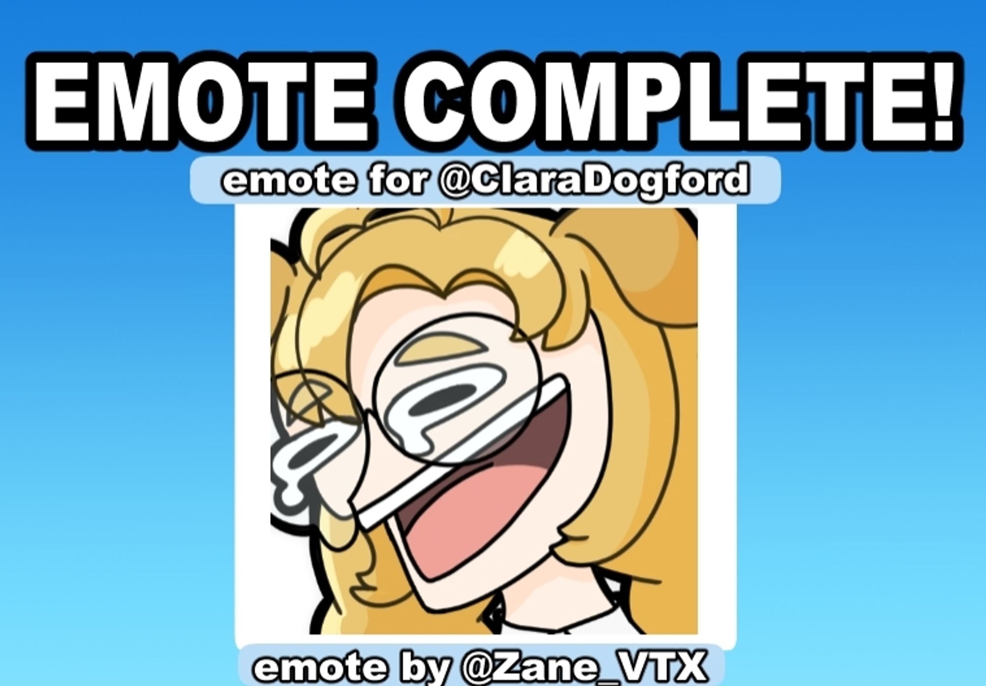 Wheeze emote of dog girl vtuber Clara Dogford