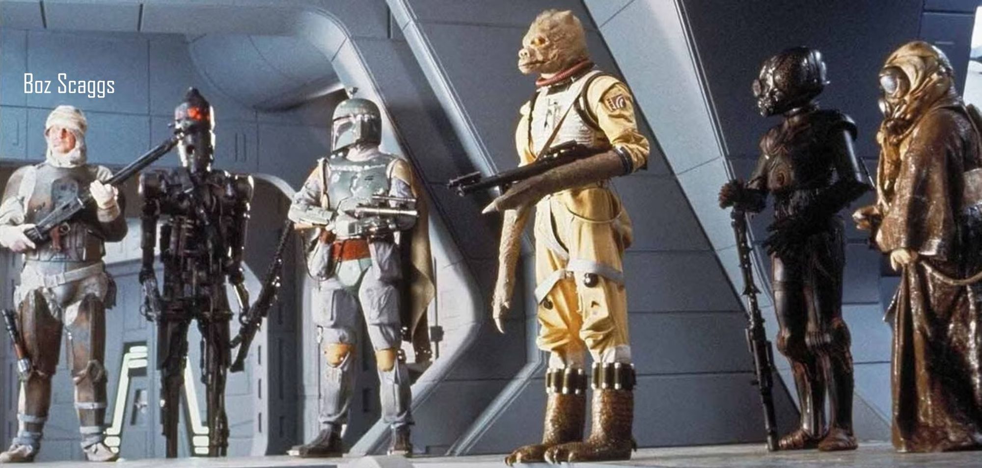 The bounty hunters in the Empire Strikes Back, I've labeled the one furthest to the left as Boz Scaggs