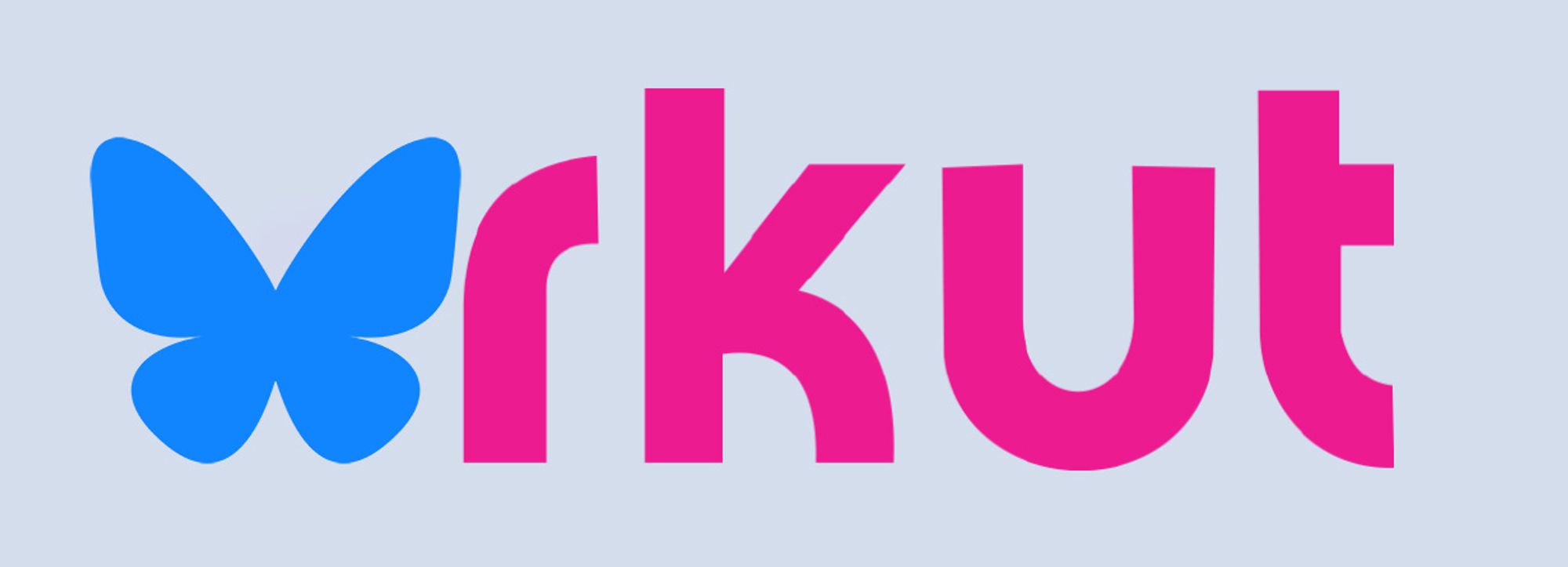 The logo for Orkut, with the "O" replaced by the Bluesky butterfly logo