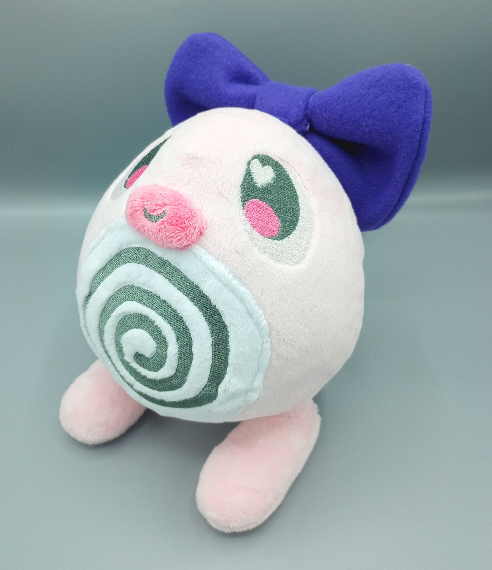 A handmade pink Poliwag plushie from Pokemon.