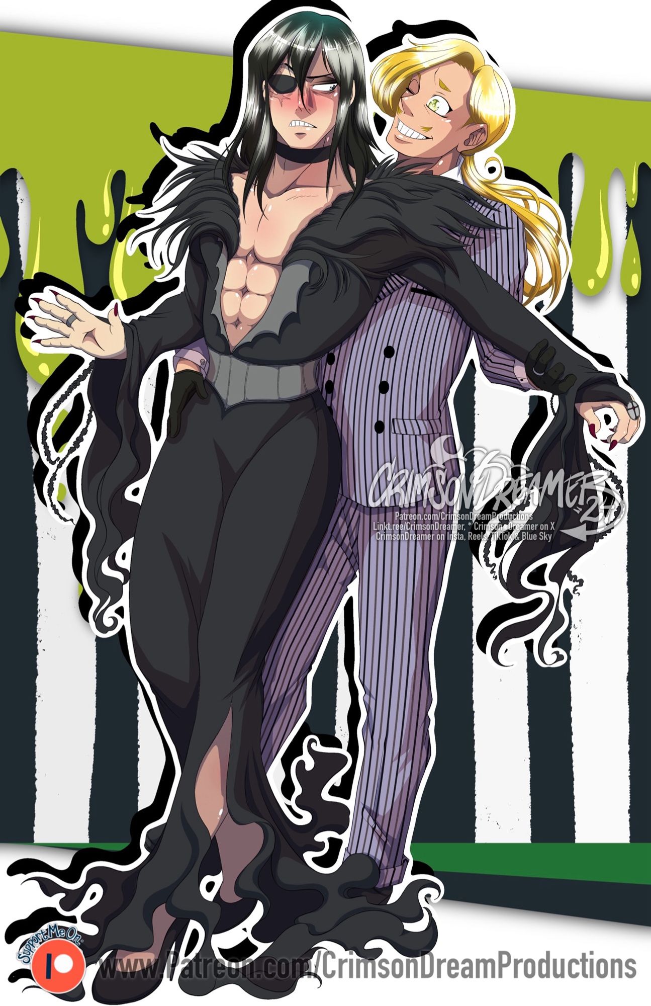 My Her Academia's EraserMic cosplaying Morticia and Gomez Adams