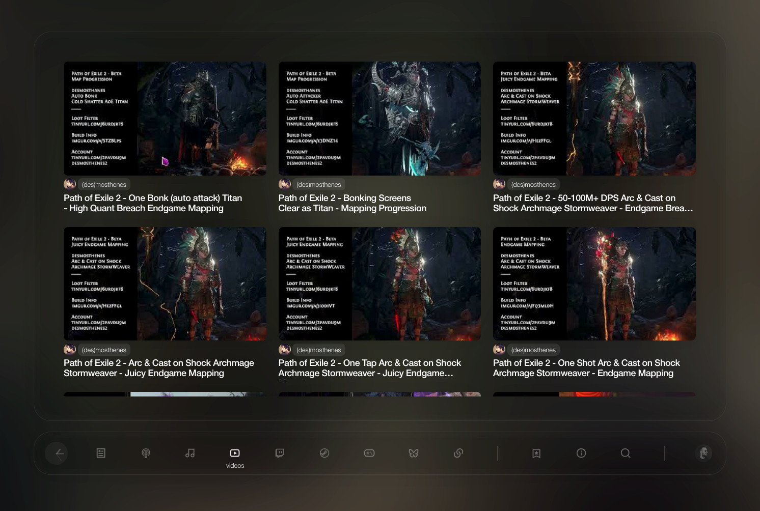 Created a little feed that highlights my #pathofexile snapshots startyparty.dev/streams with live previews and on click in app video playing