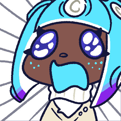 A drawn over reaction image of Saph yelling. She looks on the verge of tears with multiple highlights in her eyes. Emphasis lines are drawn behind her that diagonally originate from the center.