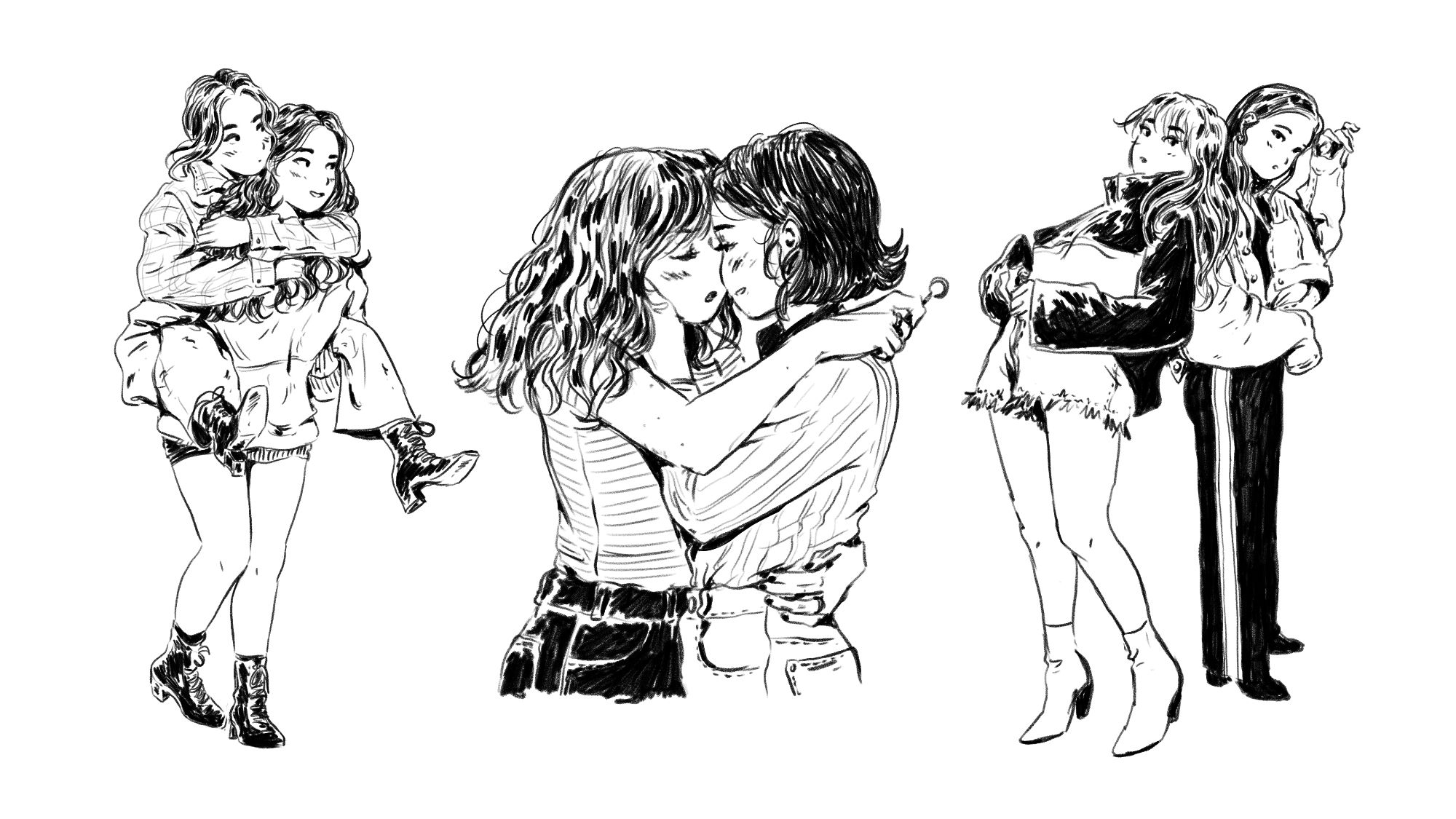 first 3 lunchbreak studies I did, last week, showing various women in cute/intimate situations