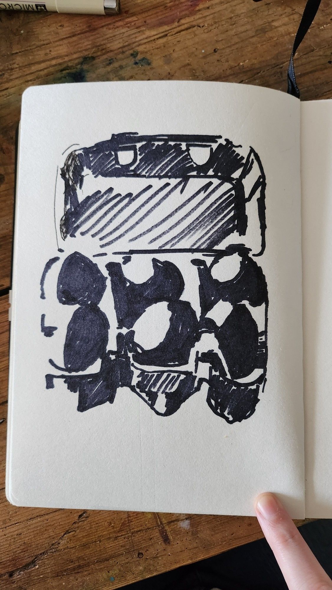 Sharpie shadow drawing of a box of eggs