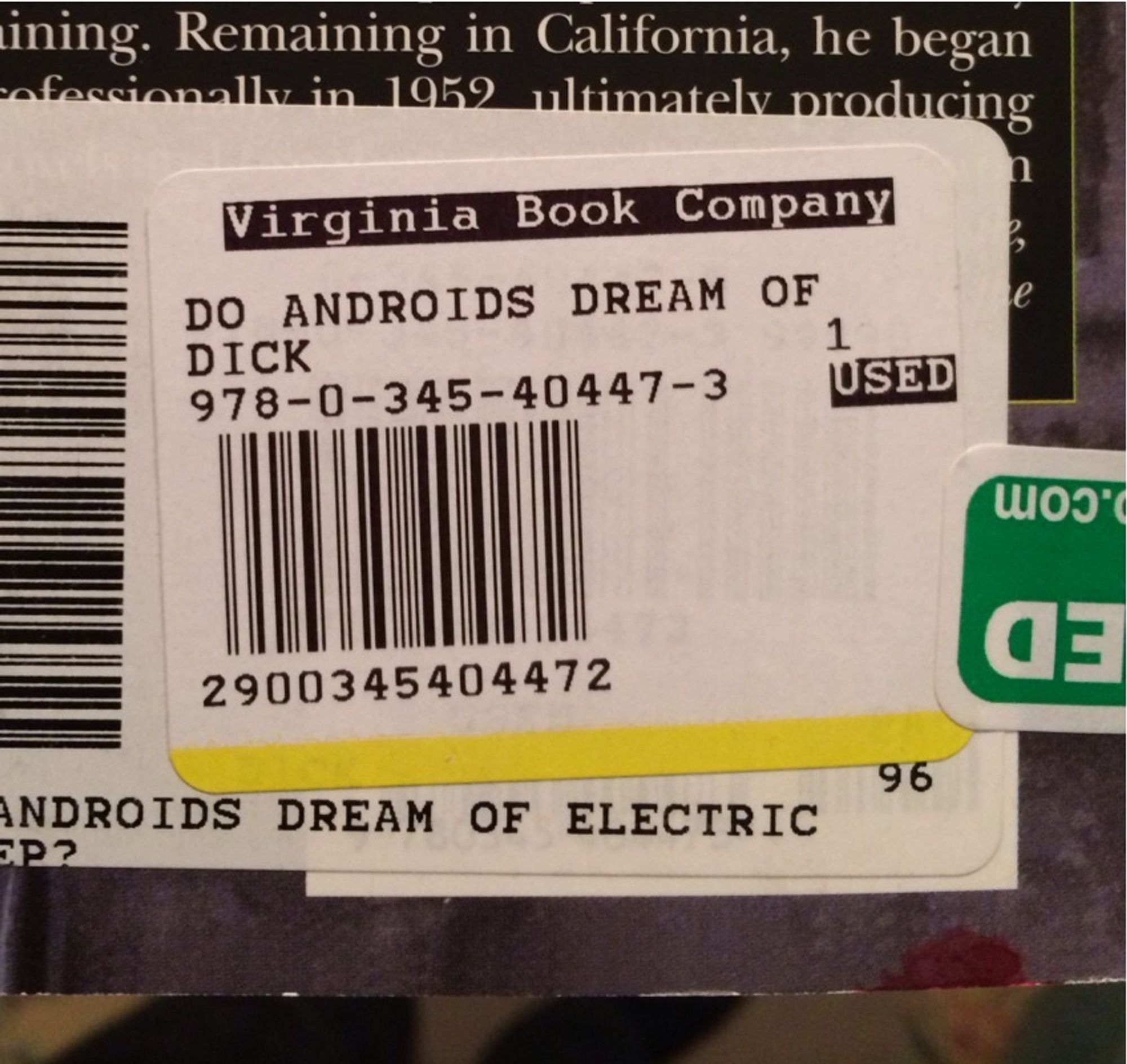 Virginia Book Company
DO ANDROIDS DREAM OF
DICK