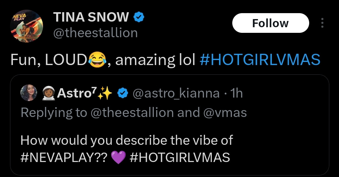 Megan Thee Stallion tweet about Neva play