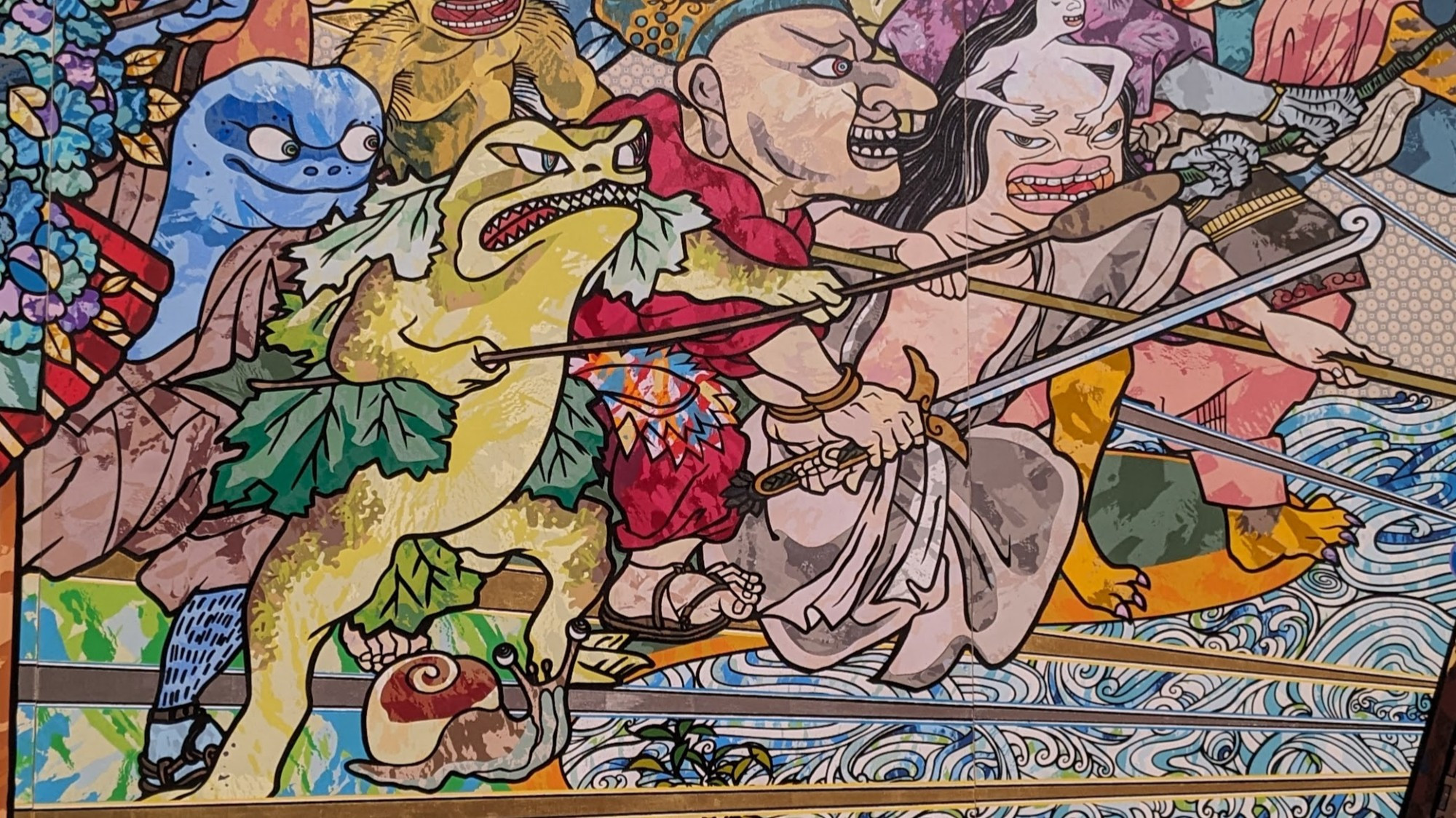 Detail from a very large. very busy painting by Takashi Murakami