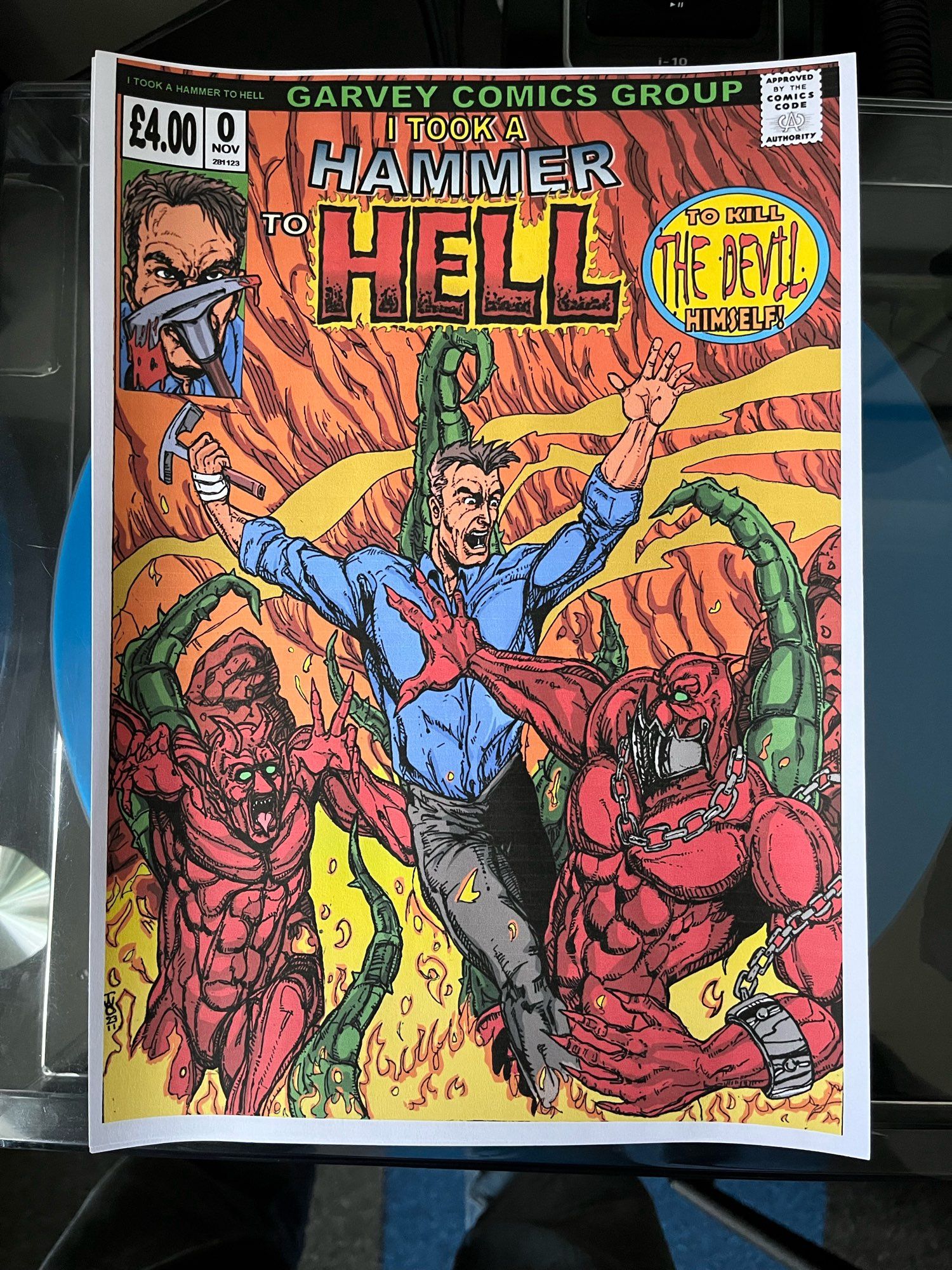 I Took A Hammer To Hell faux Issue 0 cover, by Terry Overall.