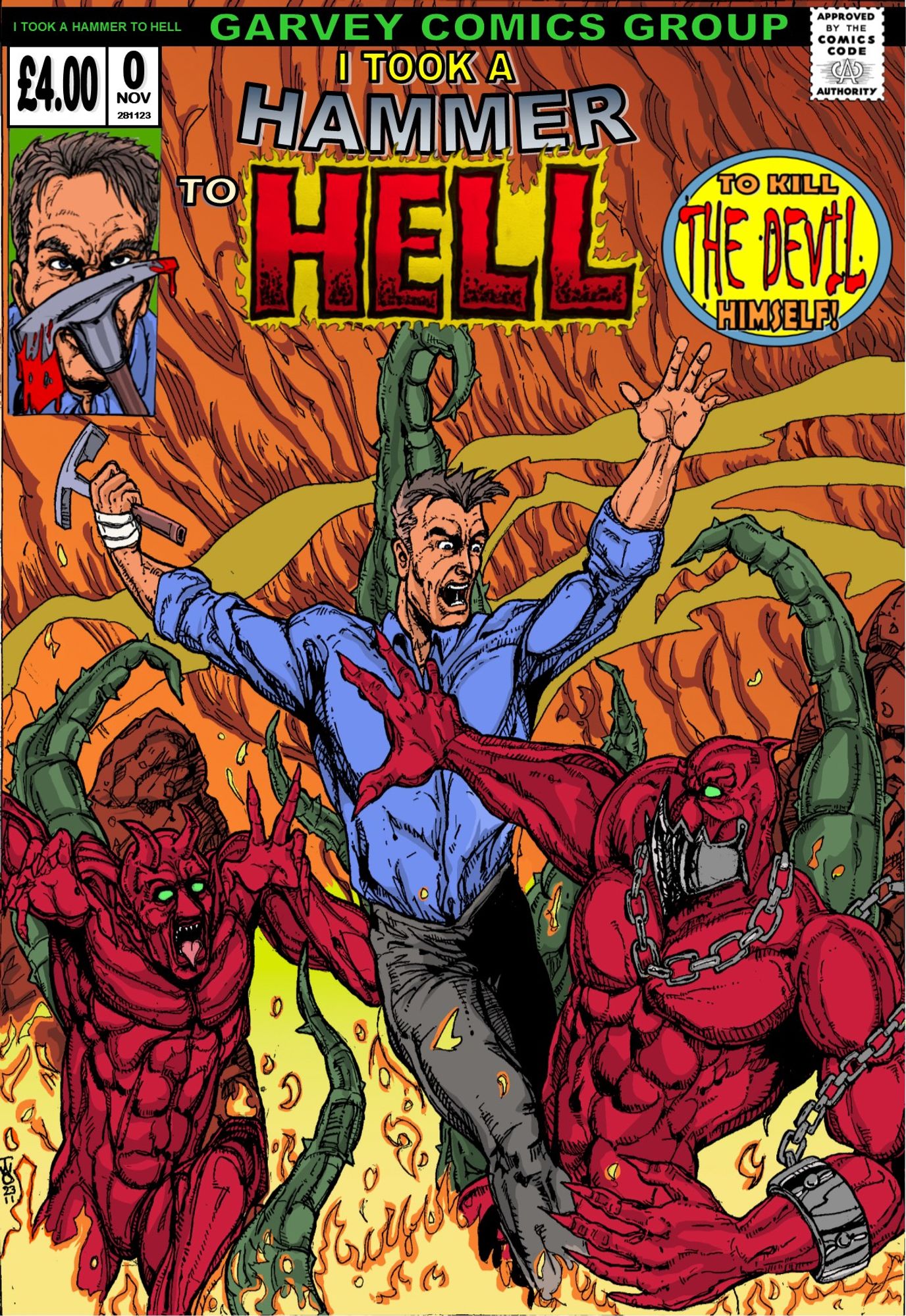 I Took A Hammer To Hell faux Issue 0 cover, by Terry Overall.