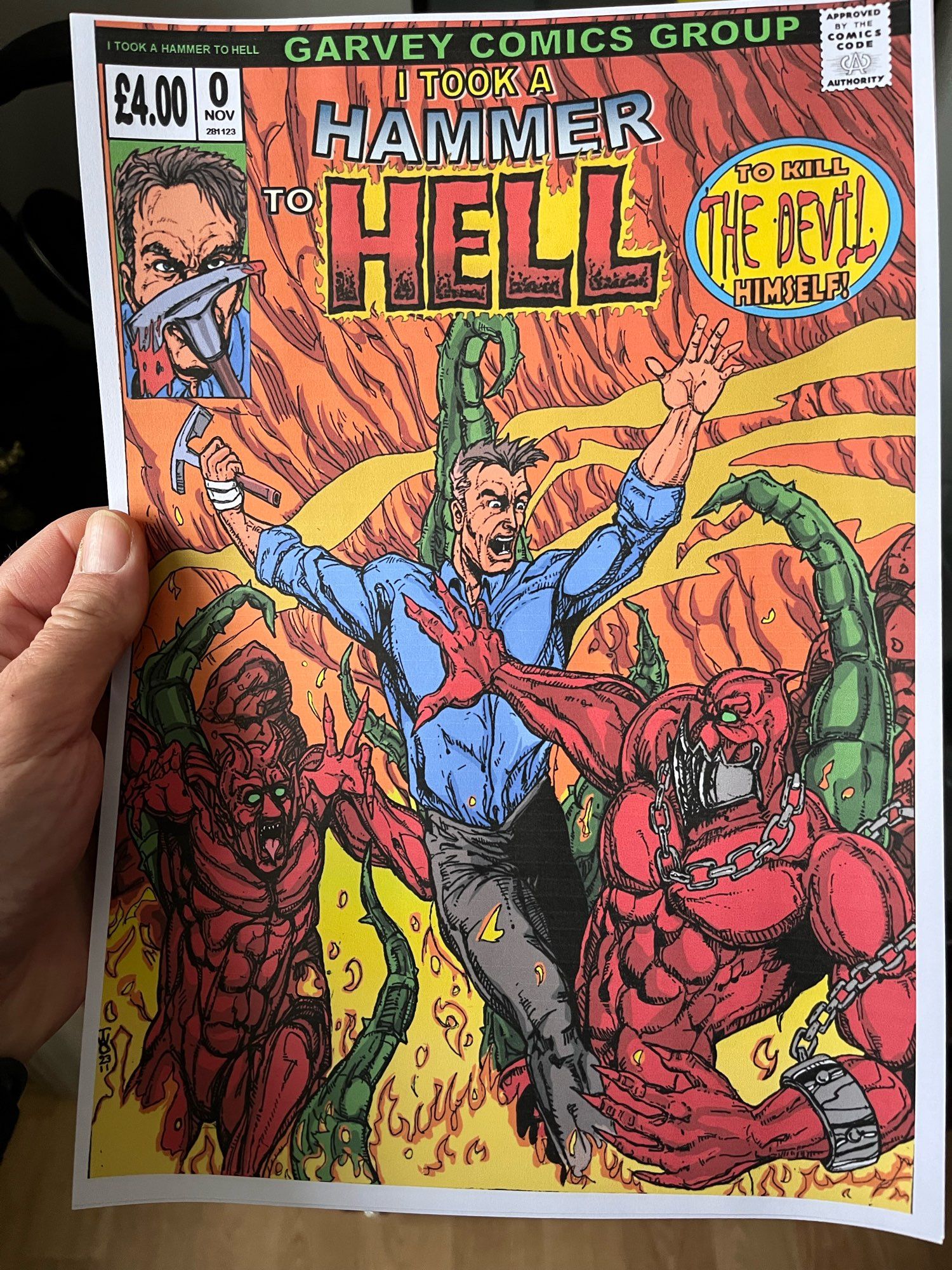 I Took A Hammer To Hell faux Issue 0 cover, by Terry Overall.