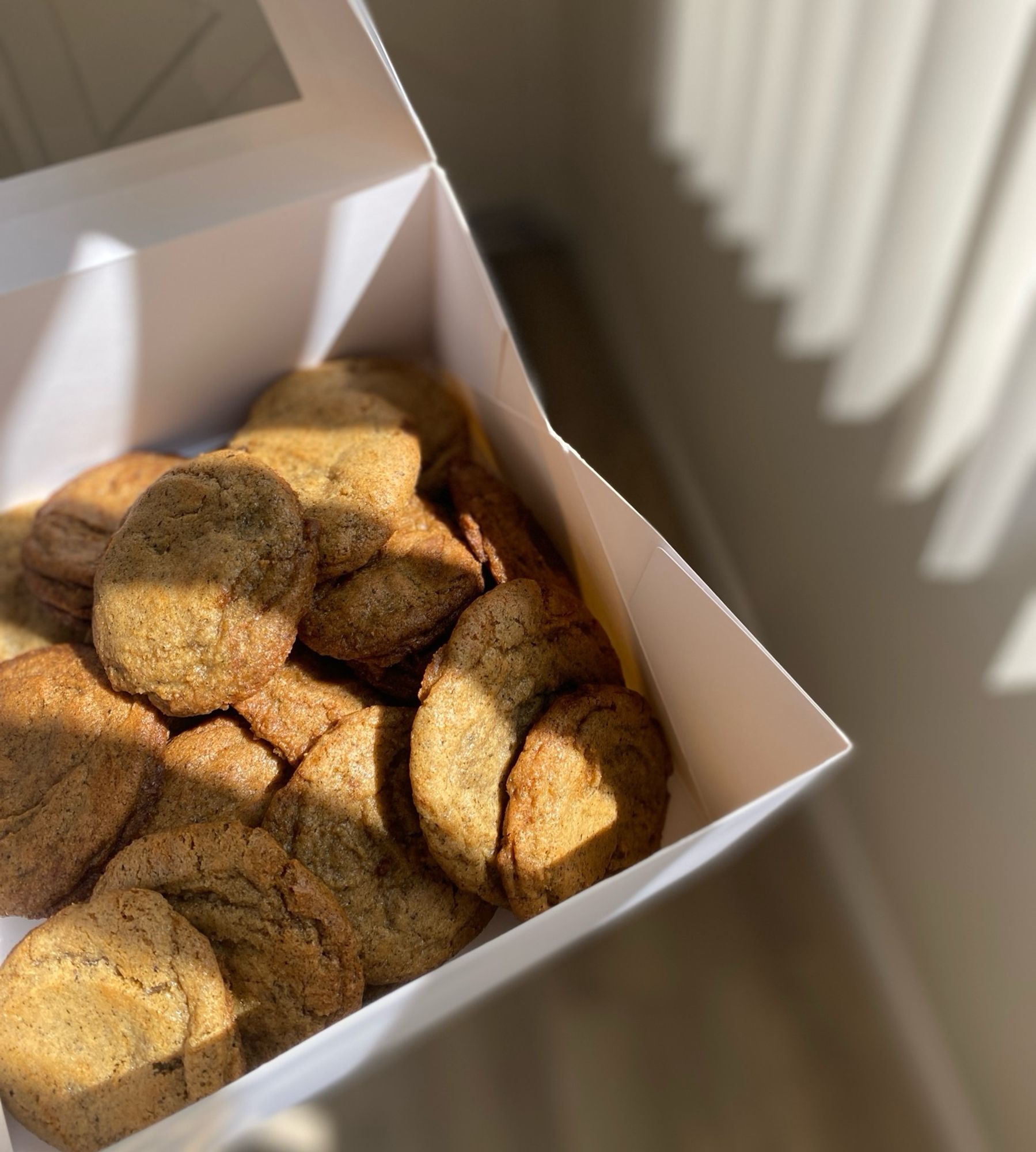 Brown cookies in a box