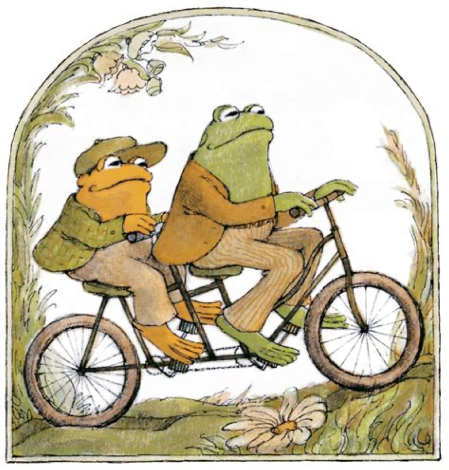 Illustration of Frog and Toad riding a tandem bike together