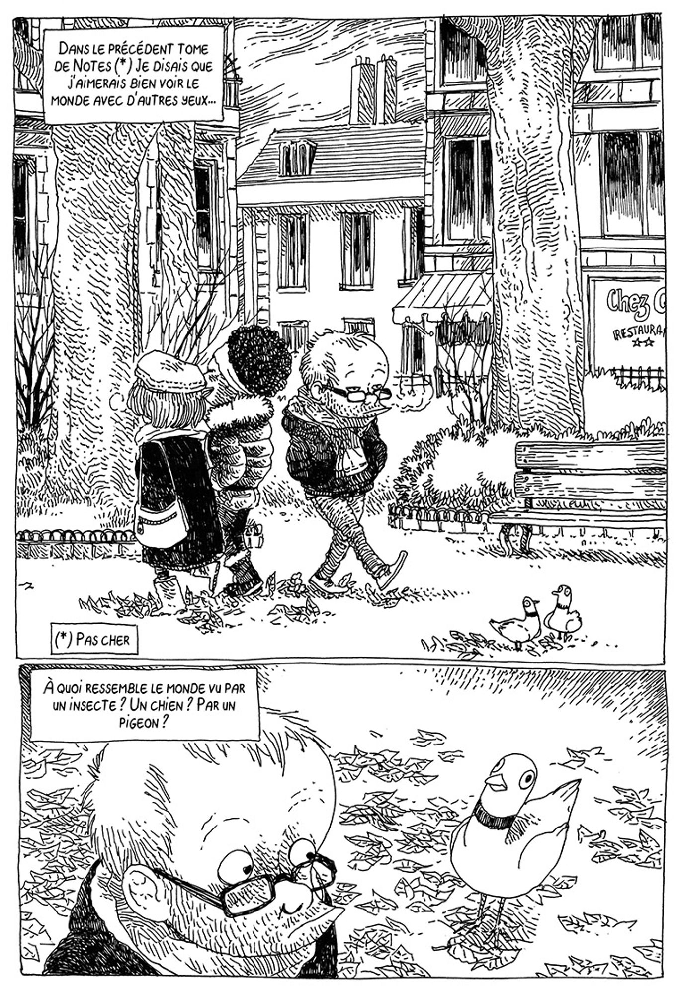 Extrait de la note: Boulet marche dans la rue et se demande à quoi ressemble le monde vu par les yeux d'un pigeon.