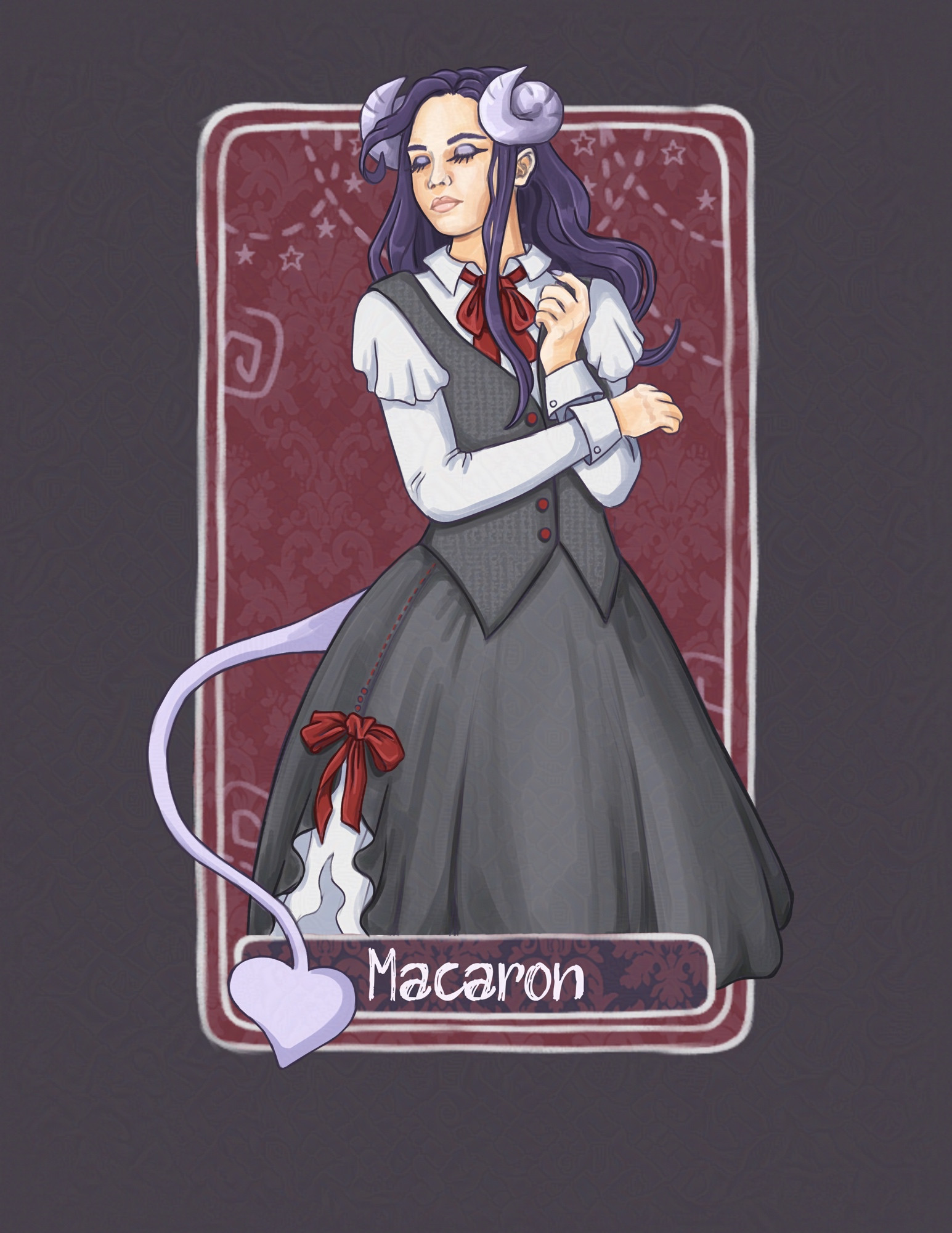 Female demon in a pretty black dress in a swinging dancing motion