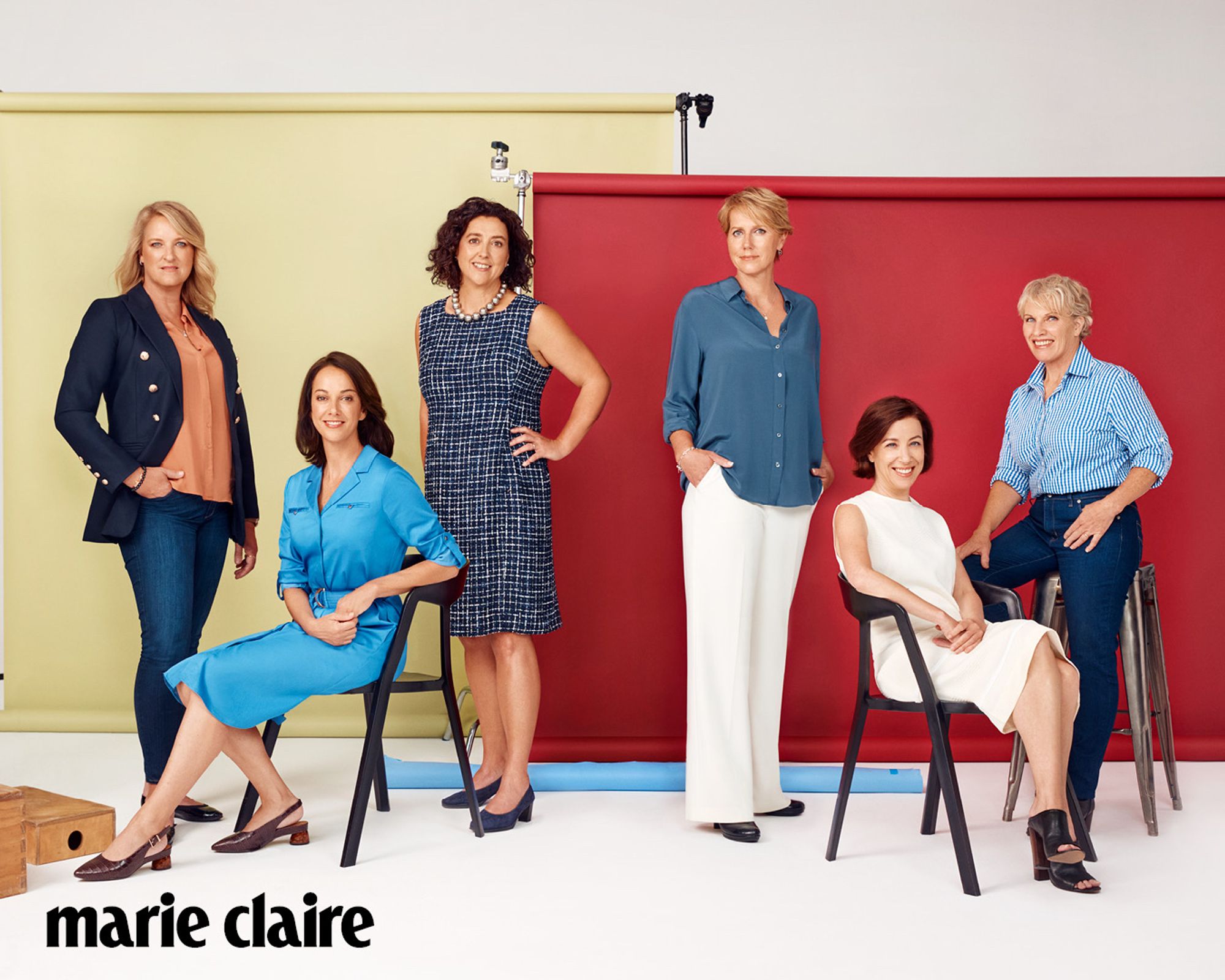 Marie claire promo featuring members of the teals aka climate 200 in office.