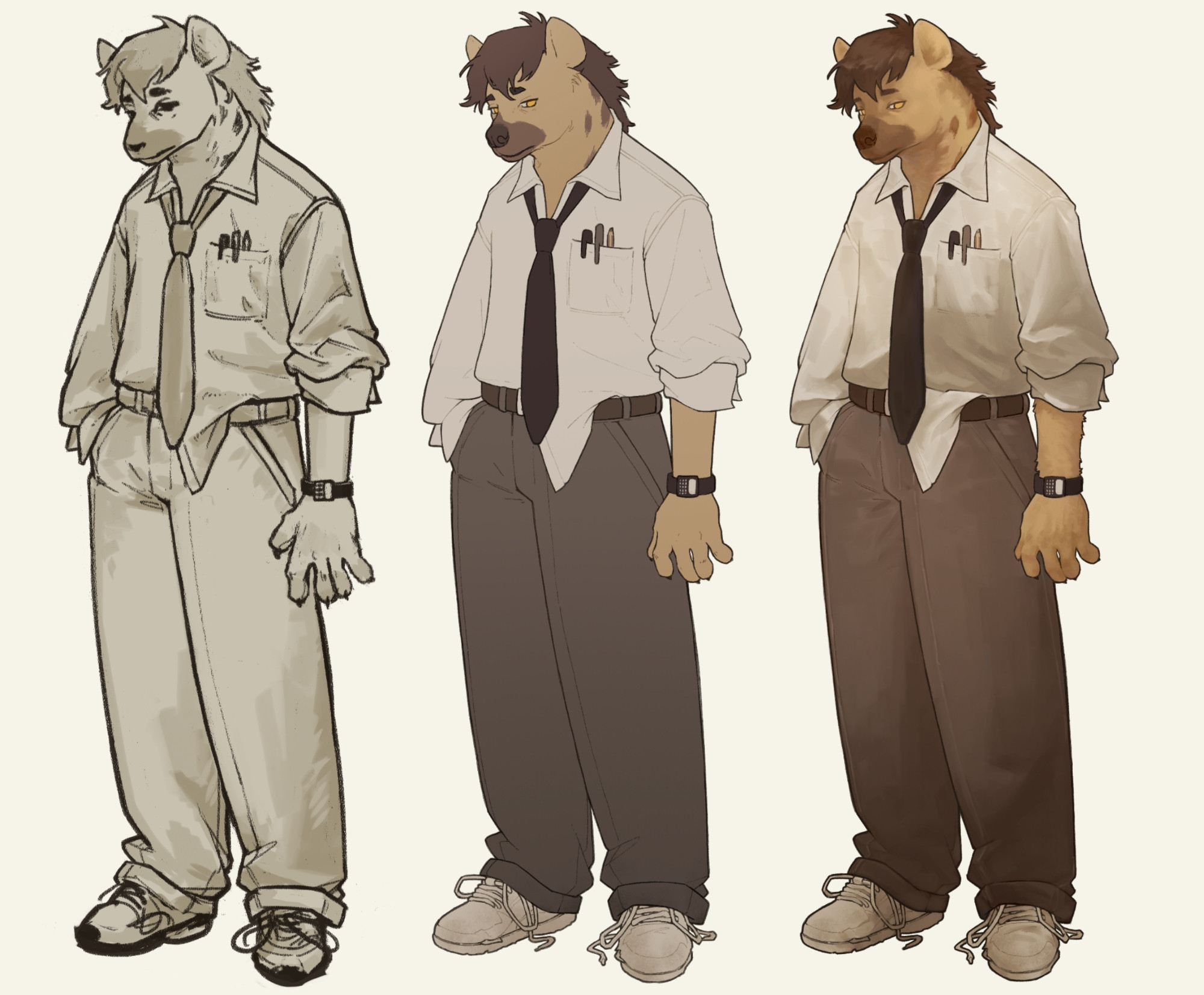 My original character Davis, an anthropomorphic spotted hyena that works in an office and it's always tired and overworked.