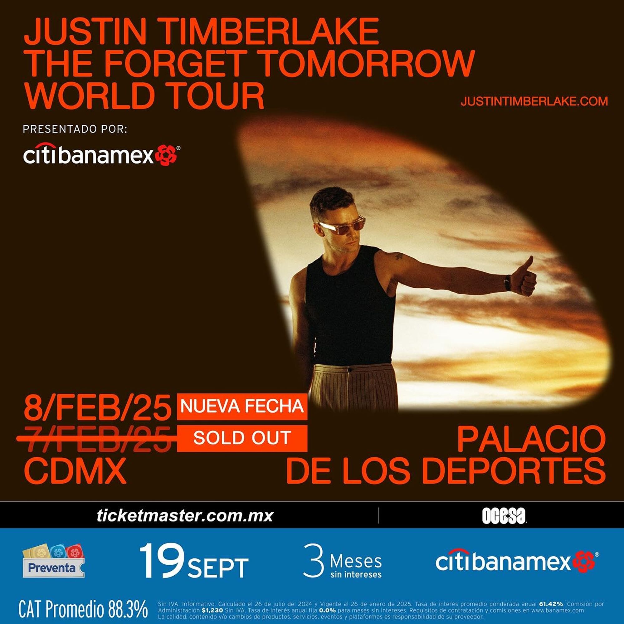 Imagem do post de anúncio para o segundo show da The Forget Tomorrow World Tour no México