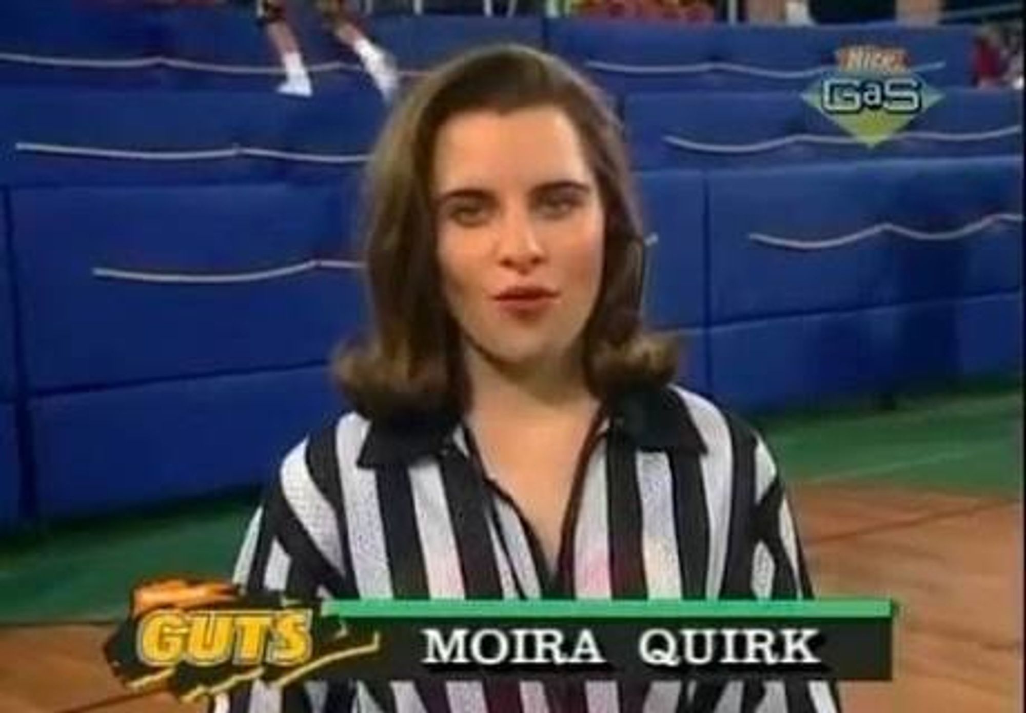 Screenshot of referee Moira "Mo" Quirk from 'Nickelodeon Guts', circa 1992-1995.