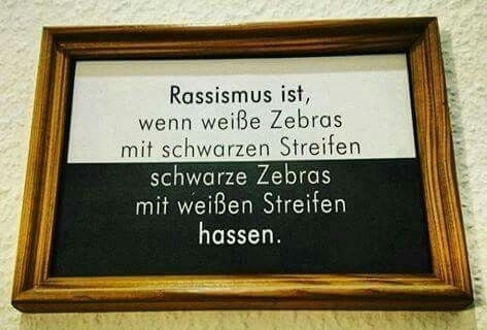 Rassismus ist, wenn weiße Zebras mit schwarzen Streifen schwarze Zebras mit weißen Streifen hassen.