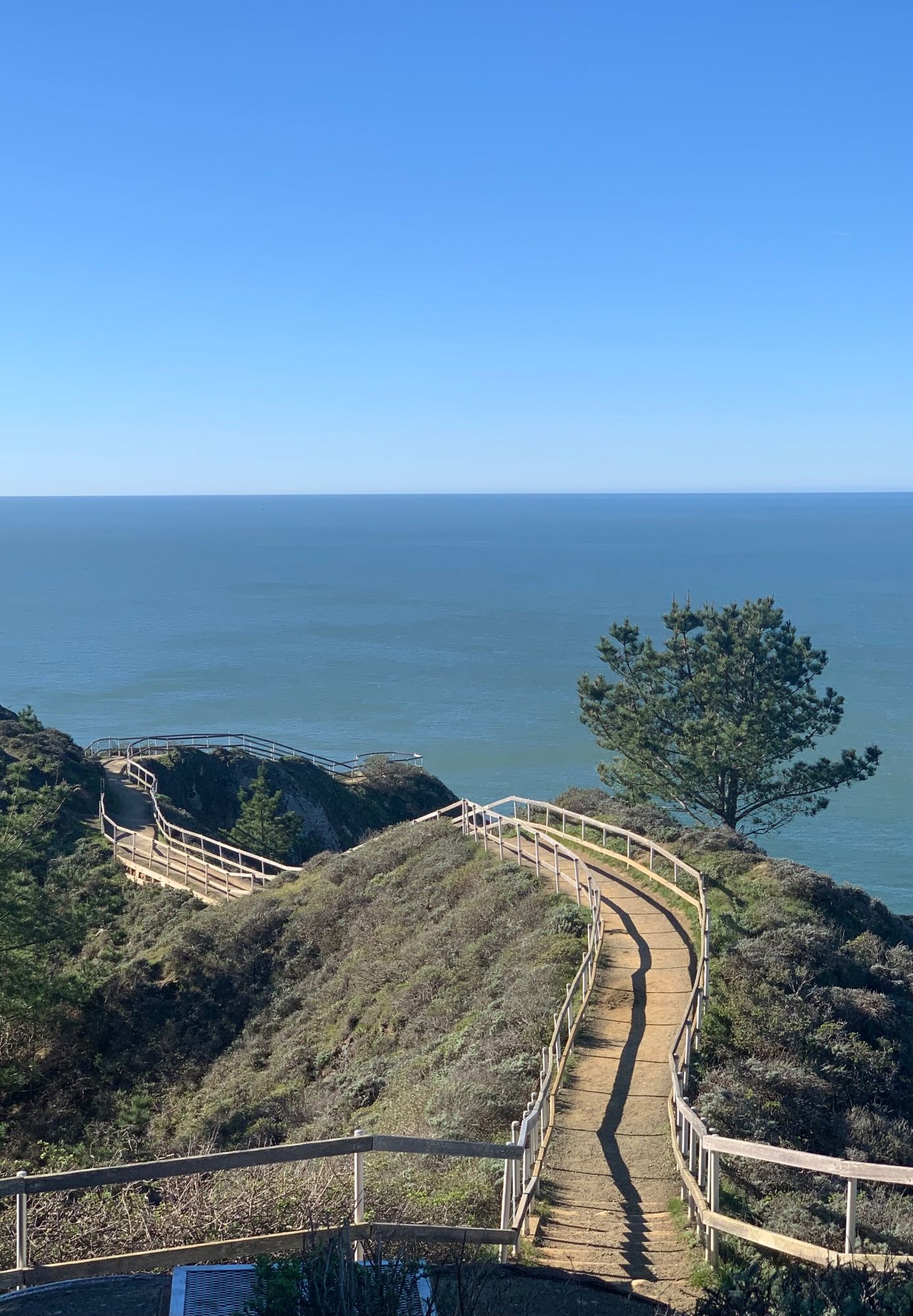 The cliffside overlook above Muir Beach and the Pacific, Marin County, California. Winter 2023