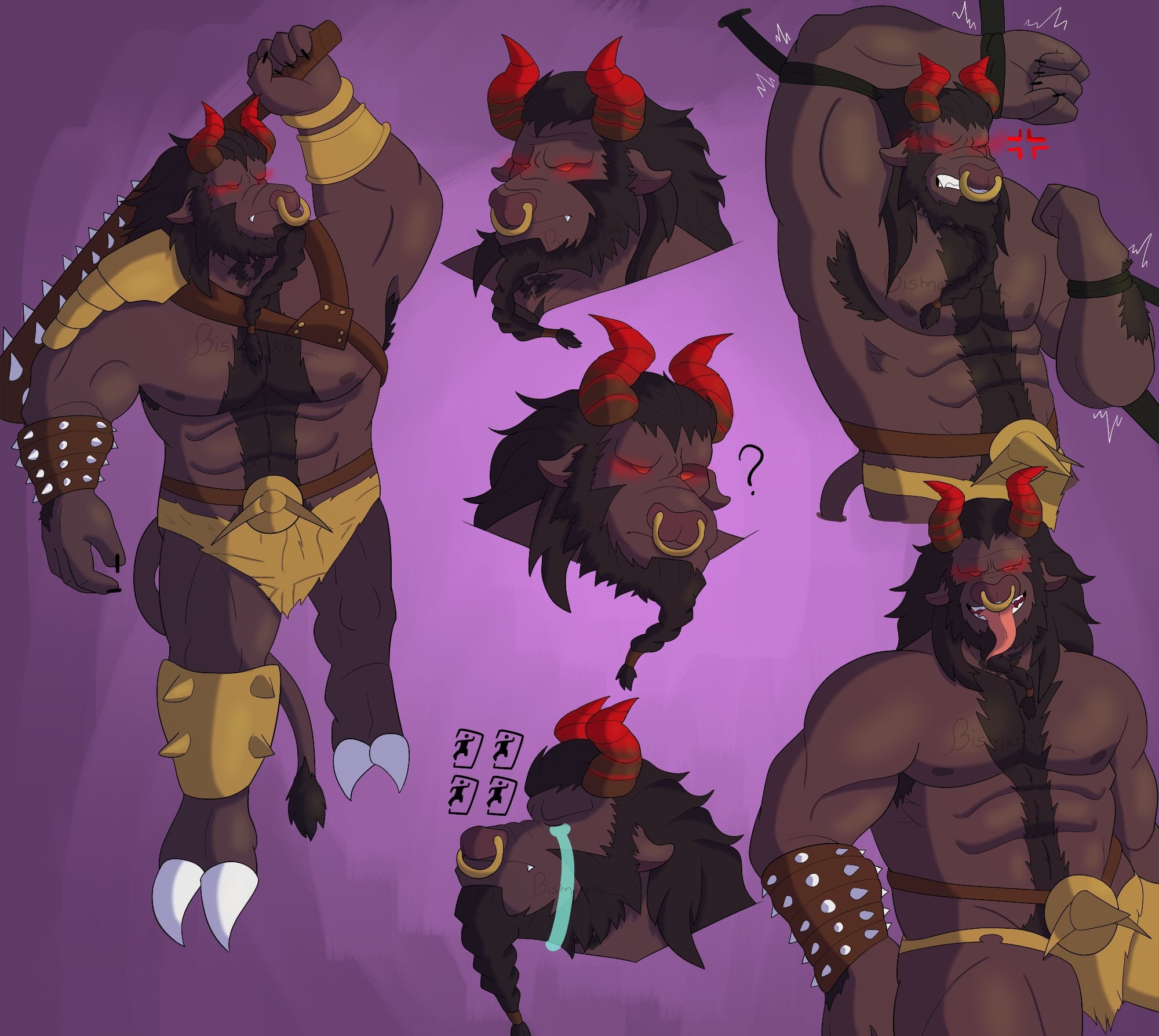 Sketch page of Minotaur Oni from Dead by Daylight