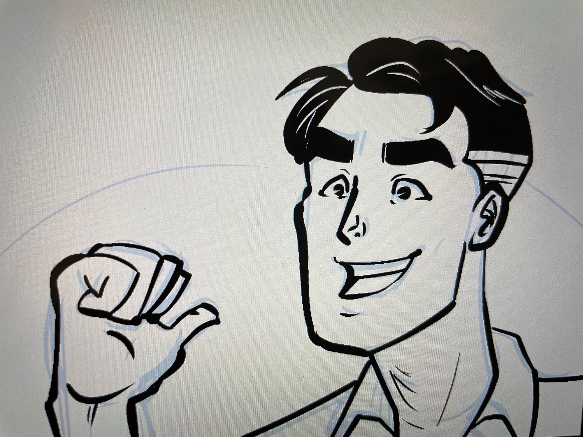 It’s Mark Trail as drawn by Jules. He’s clean and shaven because I haven’t toned his face yet. You’re welcome.