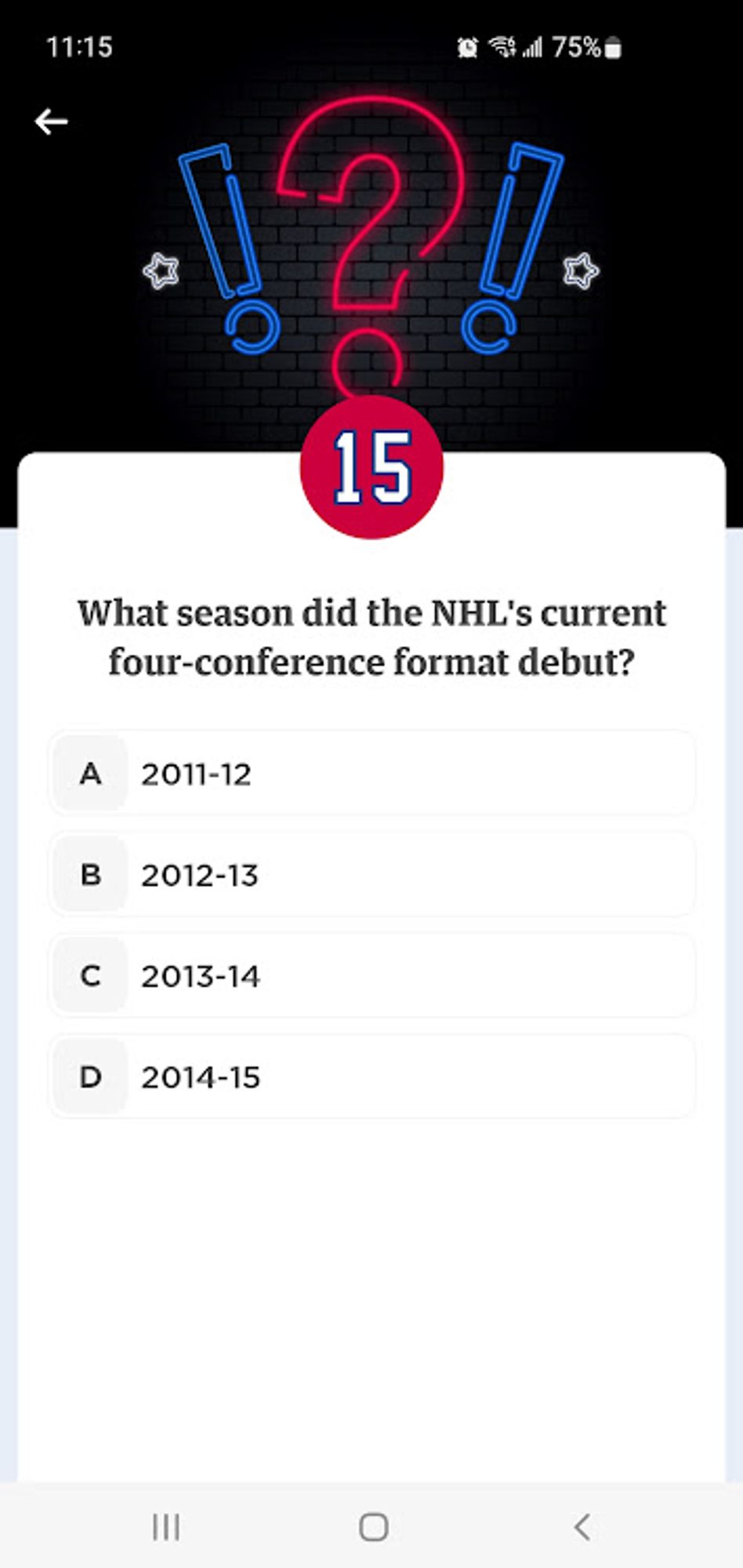 #club1909 #club1909codes #GoHabsGo
Surprise question for October 02, found in September 15 posts on main tab of app.
C  - 2013-14.