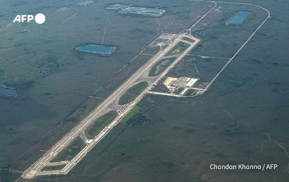 A view of a migrant detention center, dubbed "Alligator Alcatraz," is seen located at the site of the Dade-Collier Training and Transition Airport in Ochopee, Florida on July 7, 2025