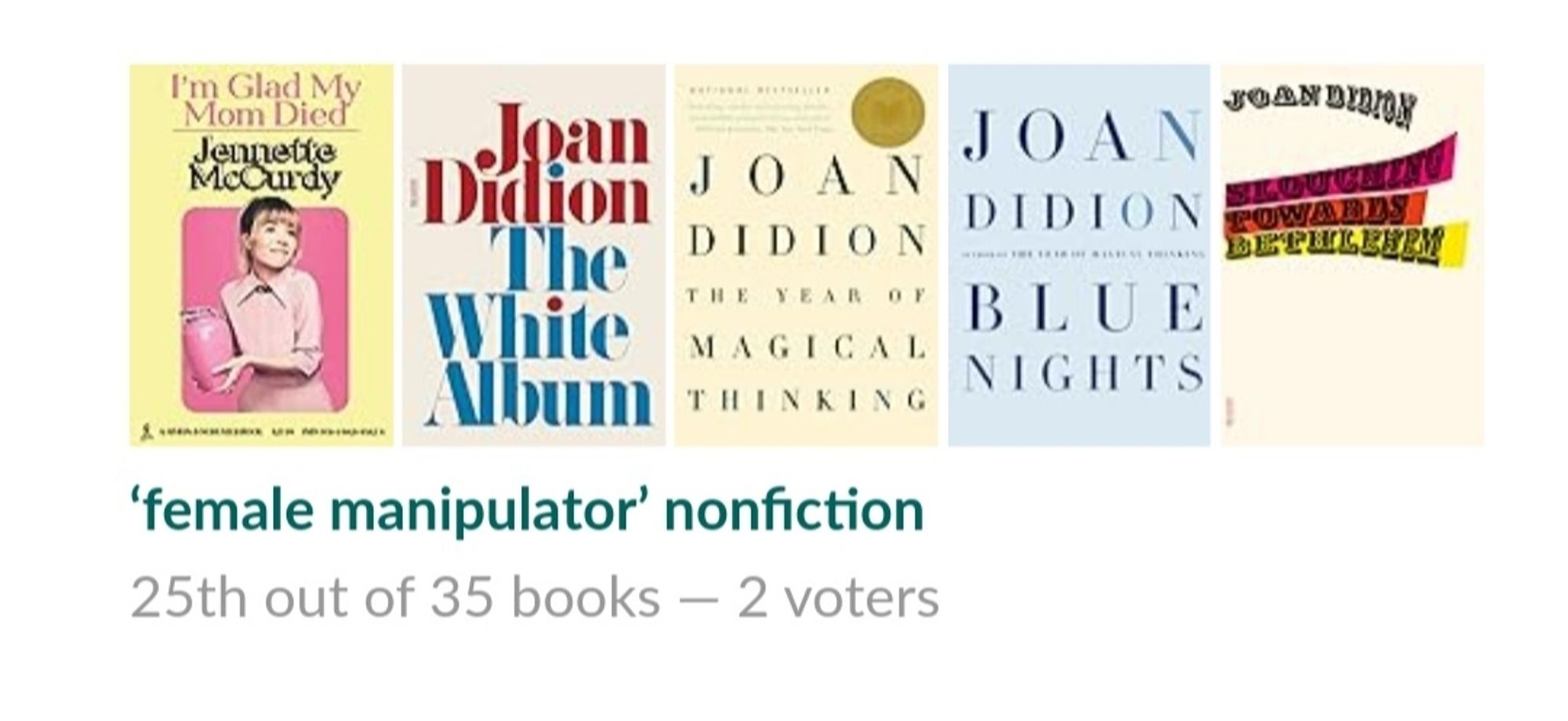 lista do goodreads com o título "female manipulator nonfiction"