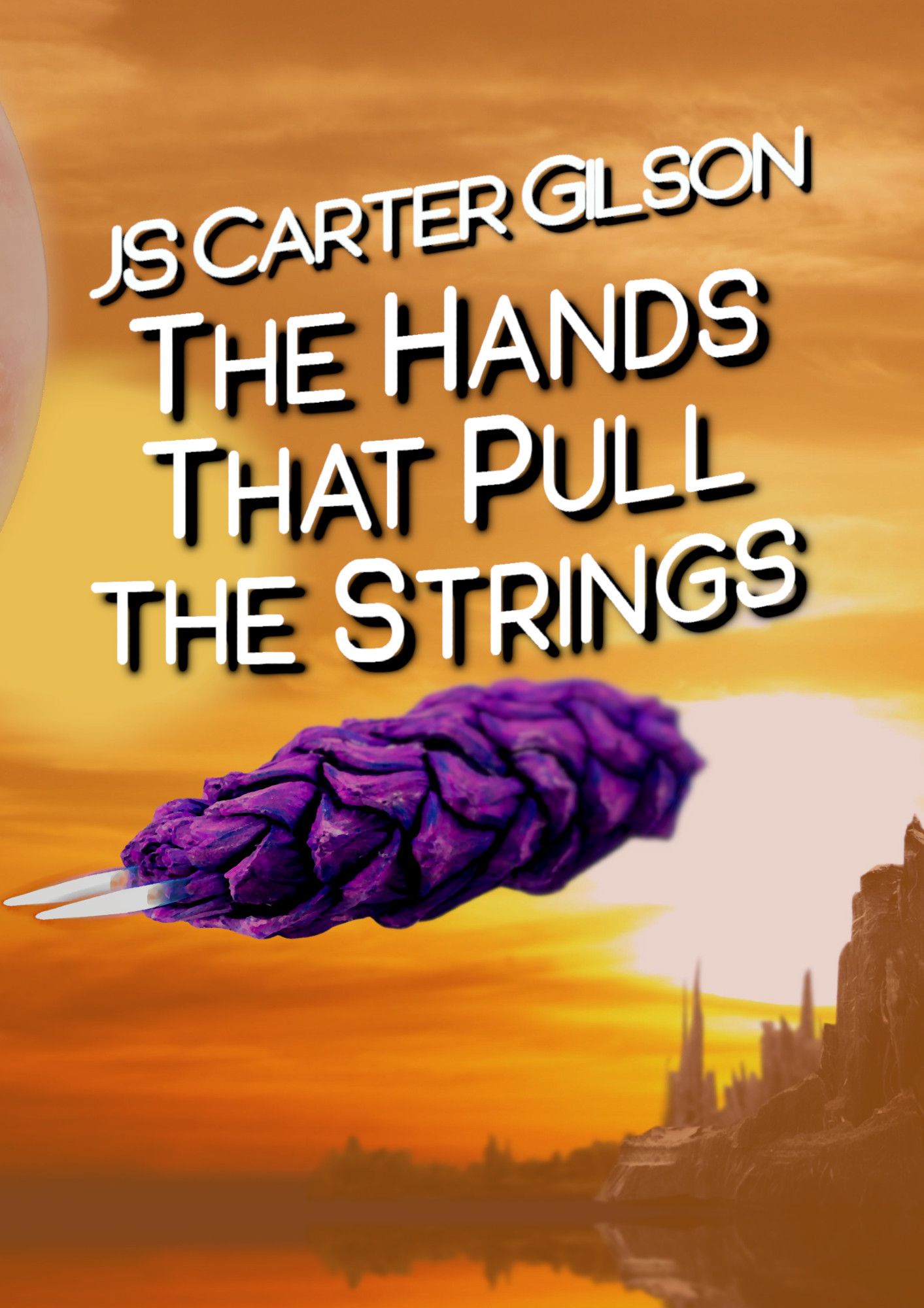 THE HANDS THAT PULL THE STRINGS by JS Carter Gilson

(cover shows a yellow sky with a purple space ship at the front that looks like a flattened pinecone)

After the last several weeks, Inez Stanton is taking a well-deserved vacation. She's on an all-inclusive luxury resort moon. On her own, with a few thousand other people taking up space around her. She hates it.

After a week of free drinks and avoiding people as much as possible, Inez finally has a plan for a quiet day on the beach. She didn't count on the Free Earth battle cruiser blocking the twin suns, or the mystery ship that showed up shortly after.

She also wasn't counting on her biological father showing up with his marines, or the explosive confrontation that was coming. Suddenly the rest and relaxation she was looking for is nowhere in sight, replaced by a fight for survival. Refugees, marines, unknown aliens, and new friends who just want to get away from their getaway.