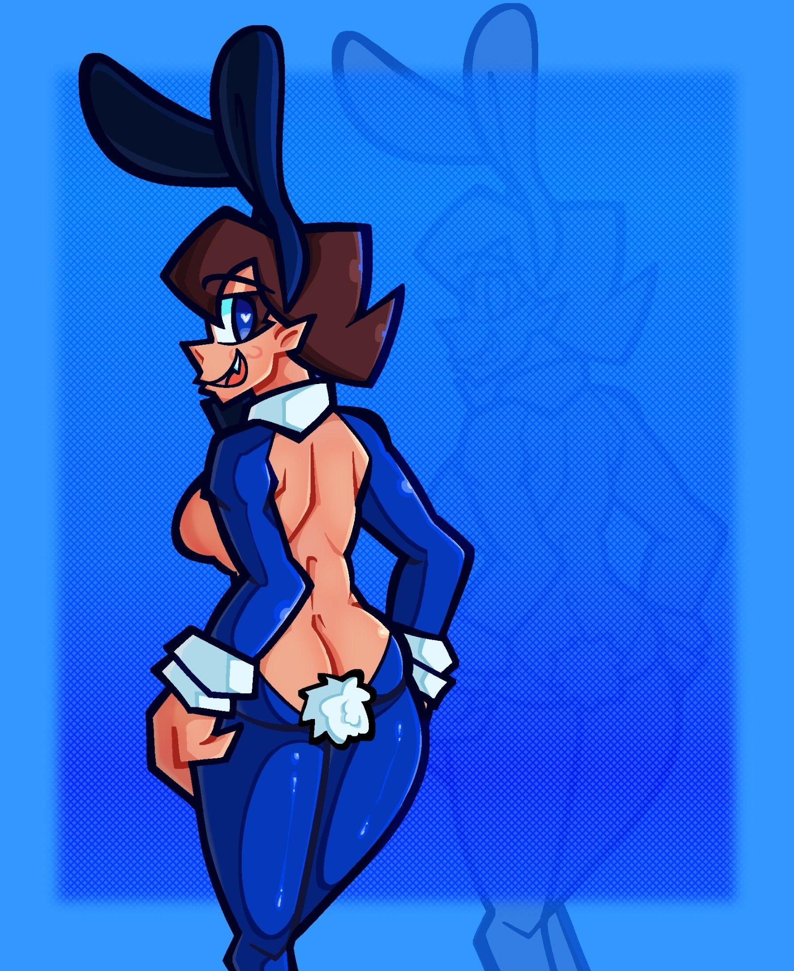 Conrad Rave in a reverse bunny girl pin-up