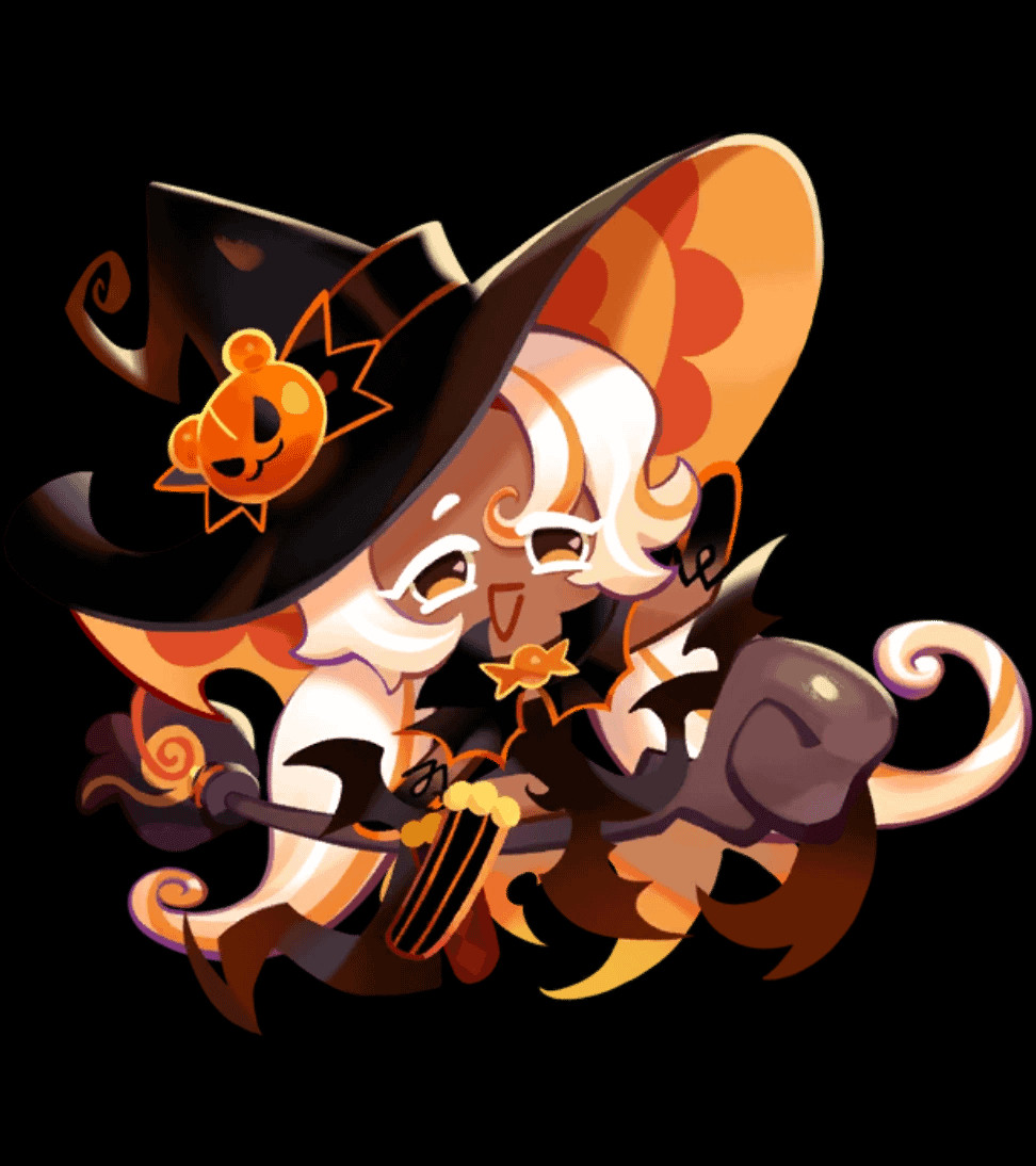 Latte Cookie from Cookie Run Kingdom in her 2021 Halloween update costume.