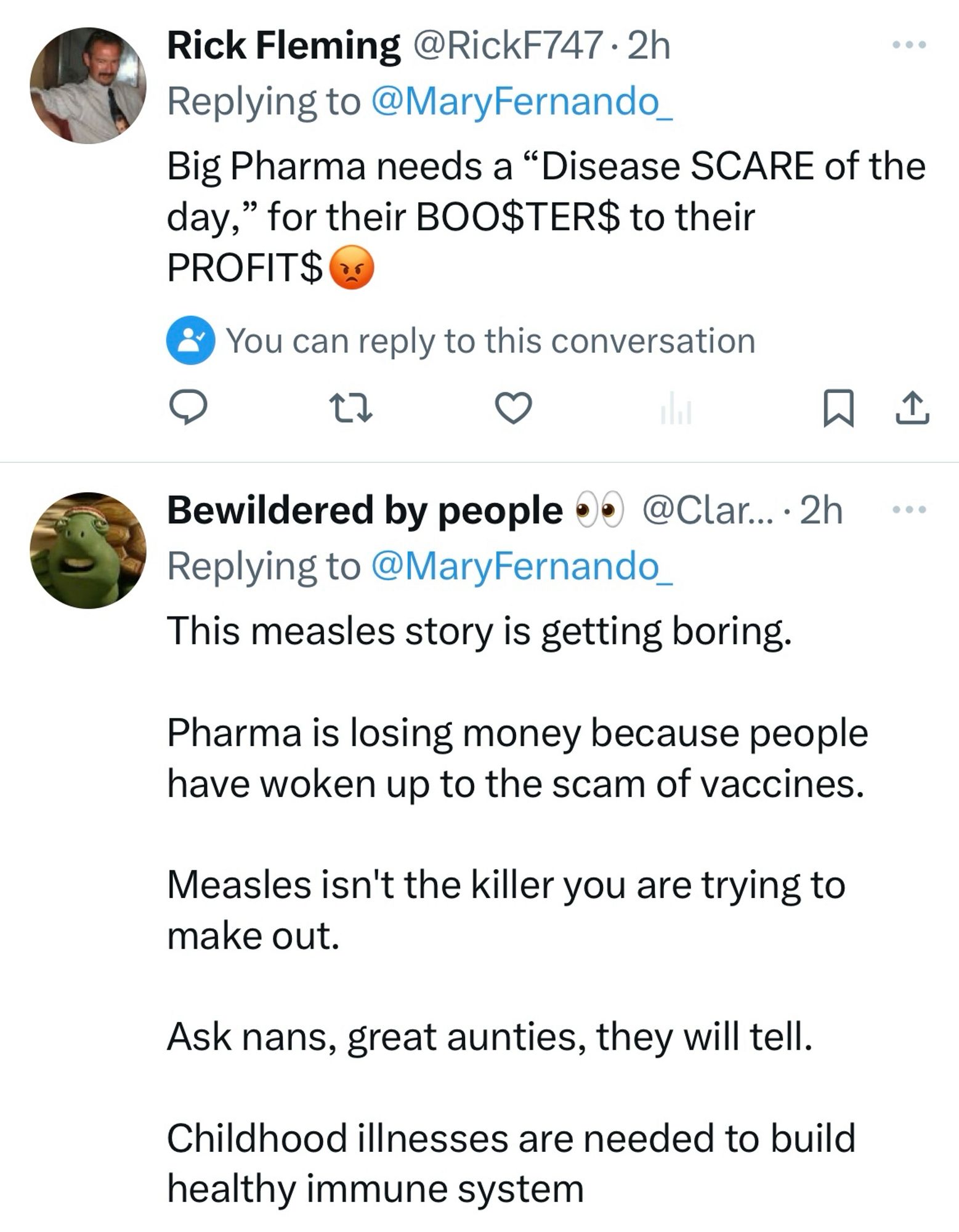 False claim by antivaxxers that measles is not a dangerous disease.