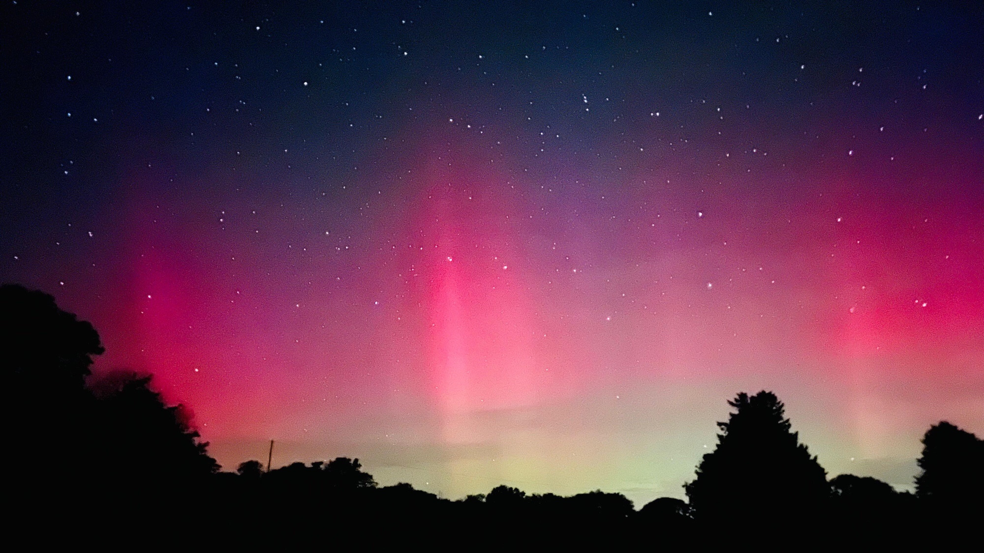 A “MIND-BLOWING Northern Lights / Aurora Borealis” beneath the plough constellation along Courtmacsherry areas in West Cork in Ireland at 1am on Friday 13th September 2024!