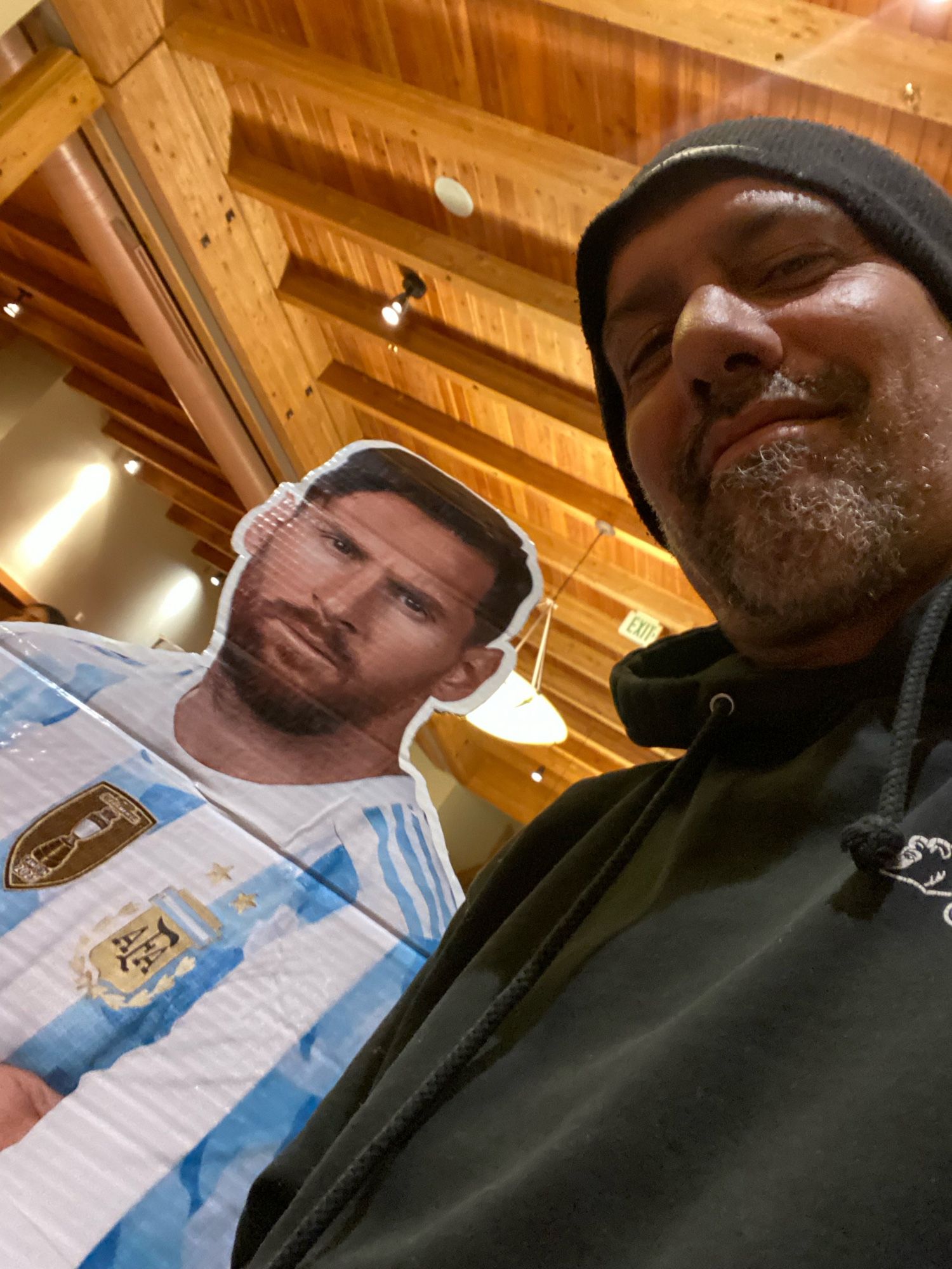 Played a welcome to sugarbowl gig for the employees. The Argentina contingency brought a cardboard cutout of Lionel Messi.