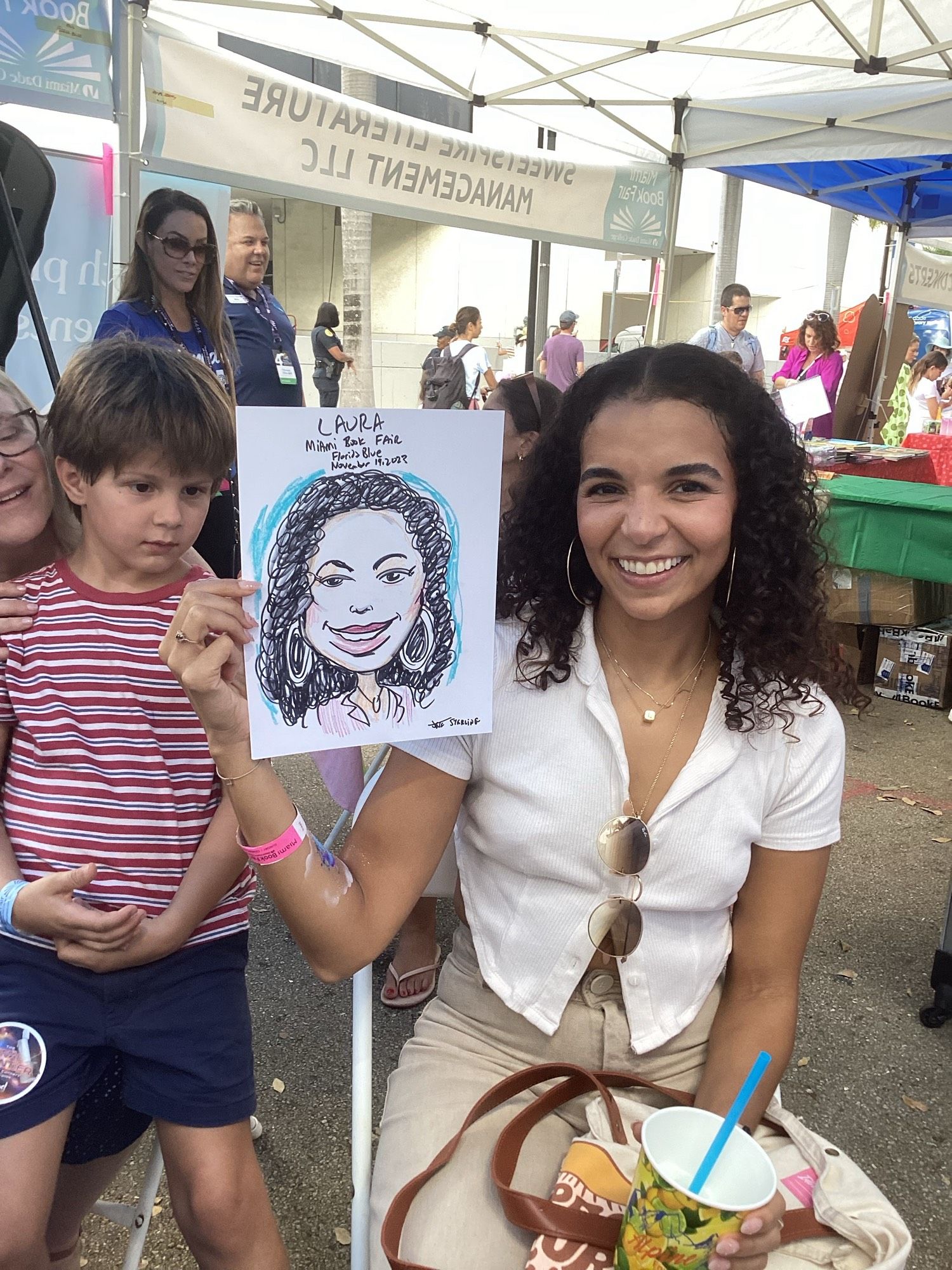 Miami Book Fair on the campus of Miami Dade College in downtown Miami, Florida organizers booked caricature drawings for entertainment by Miami Caricature Artist Jeff Sterling