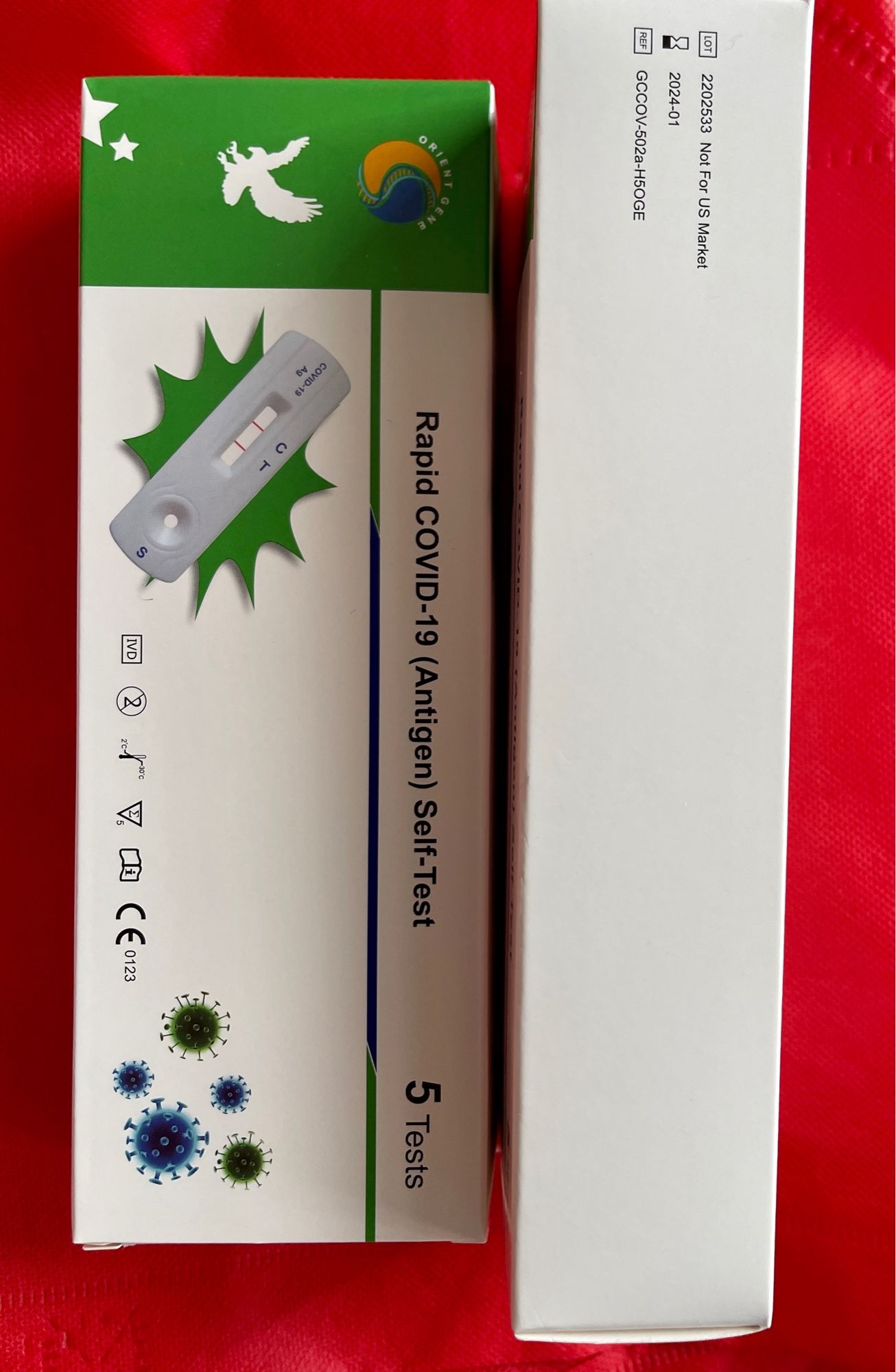 Photograph of boxes of rapid antigen tests
